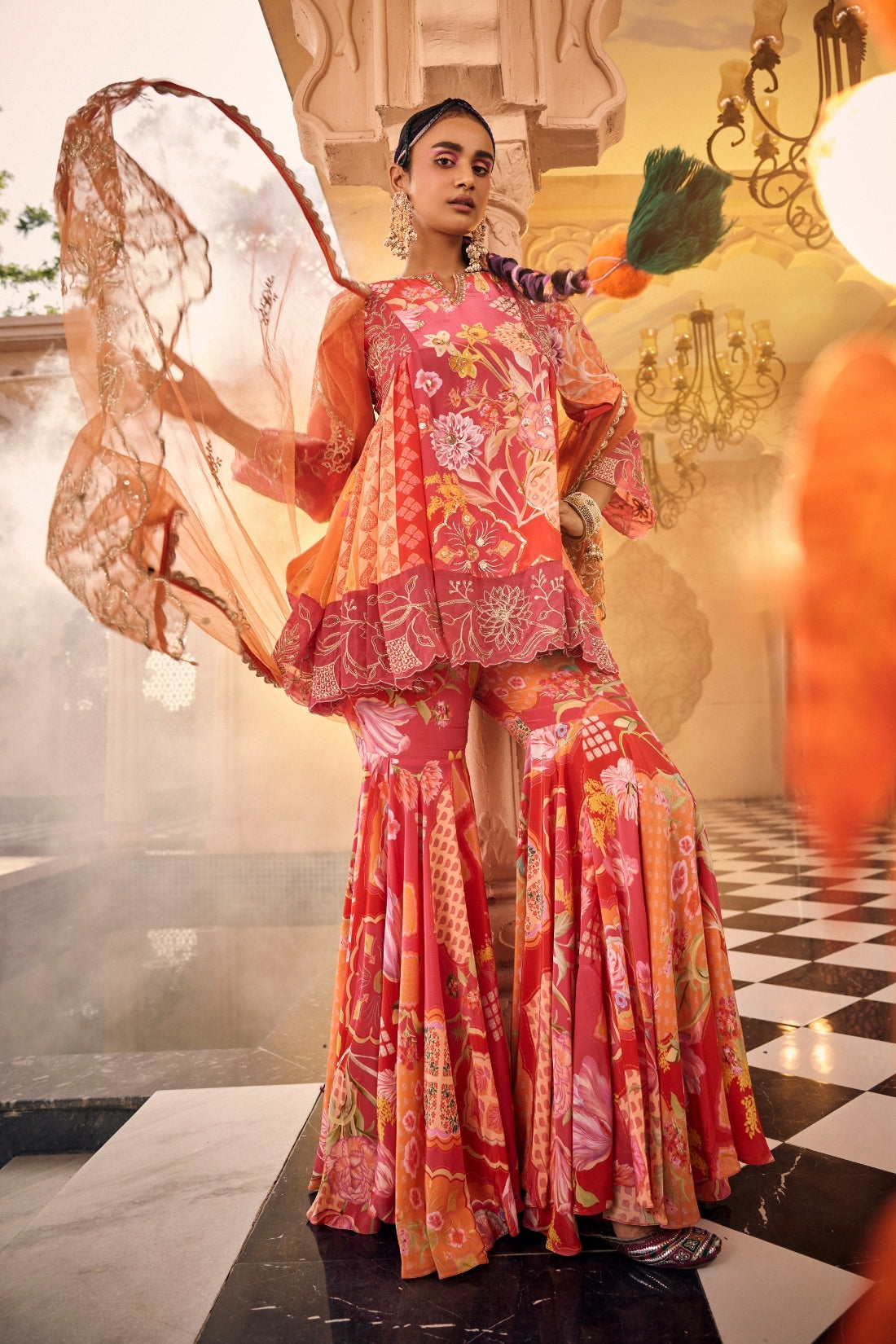 Hand-Embroidered Panel Kurta Set