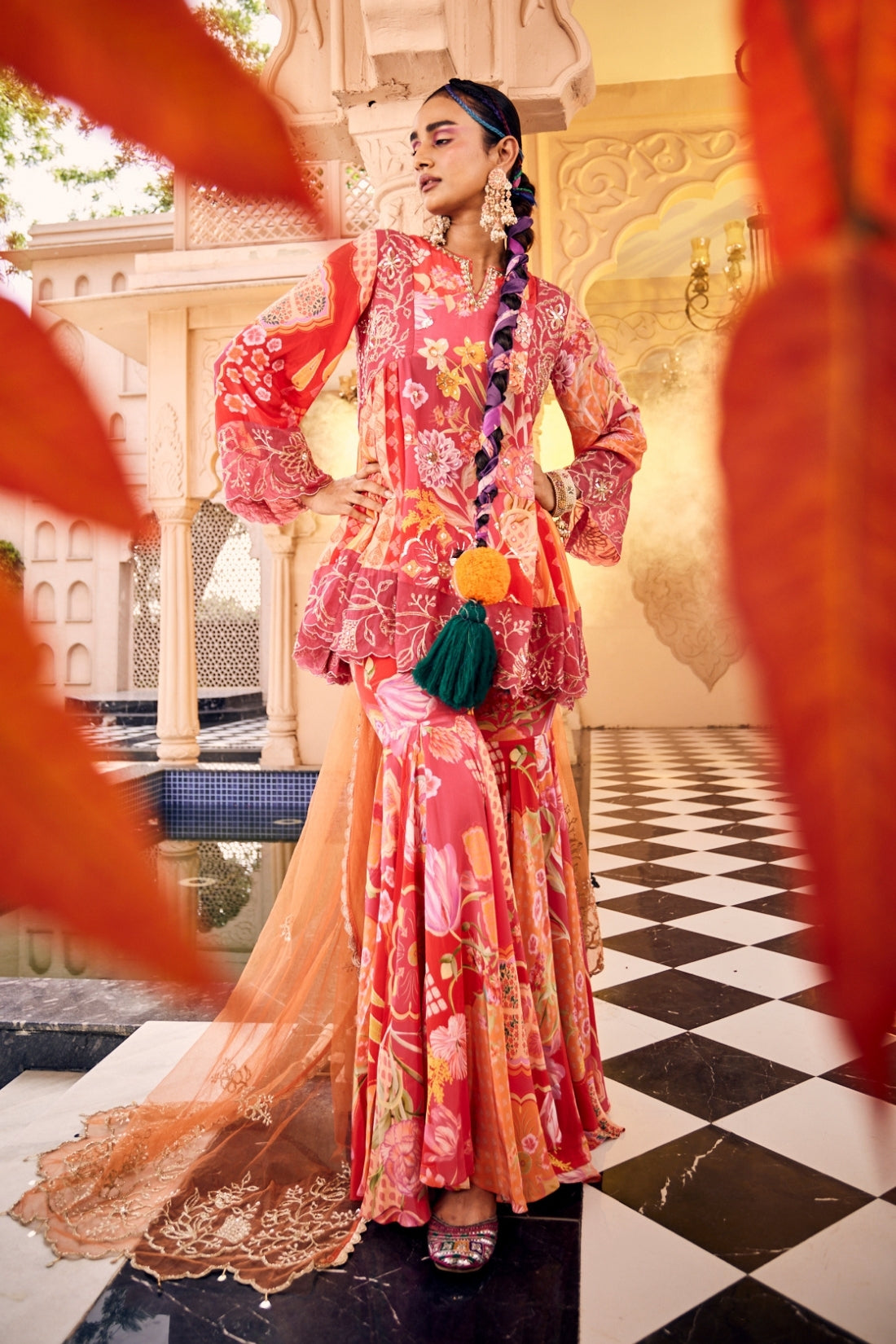 Hand-Embroidered Panel Kurta Set