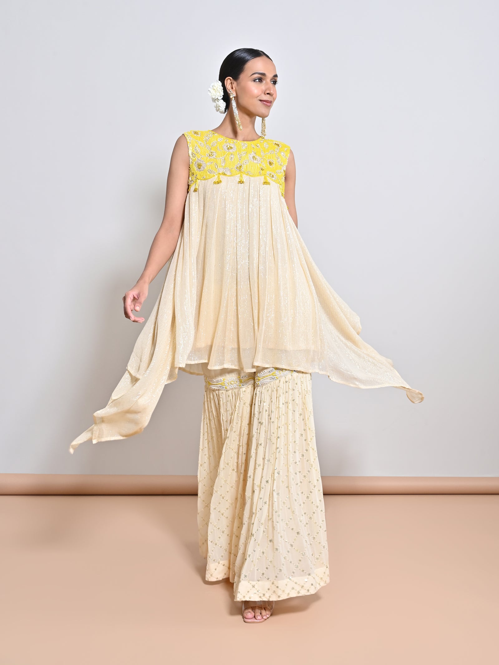 A Sequins Georgette Embroidered Band Gharara