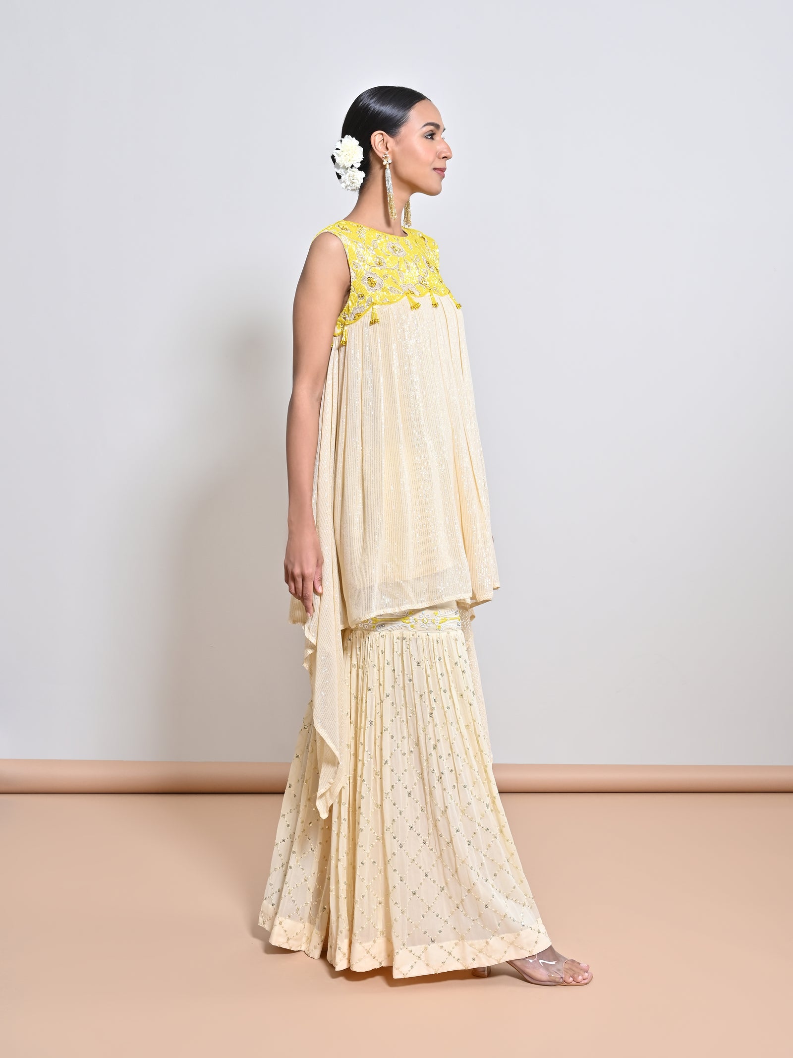 A Sequins Georgette Embroidered Band Gharara
