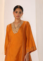 Double-Layer Kurta With  Handwork  On Neckline Paired With Pants