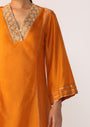 Double-Layer Kurta With  Handwork  On Neckline Paired With Pants