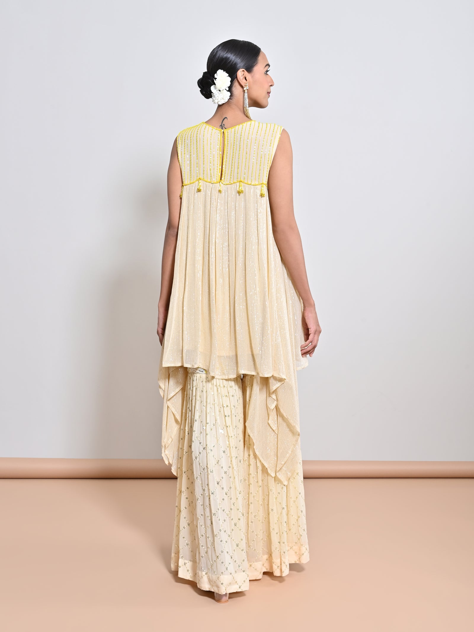 A Sequins Georgette Embroidered Band Gharara