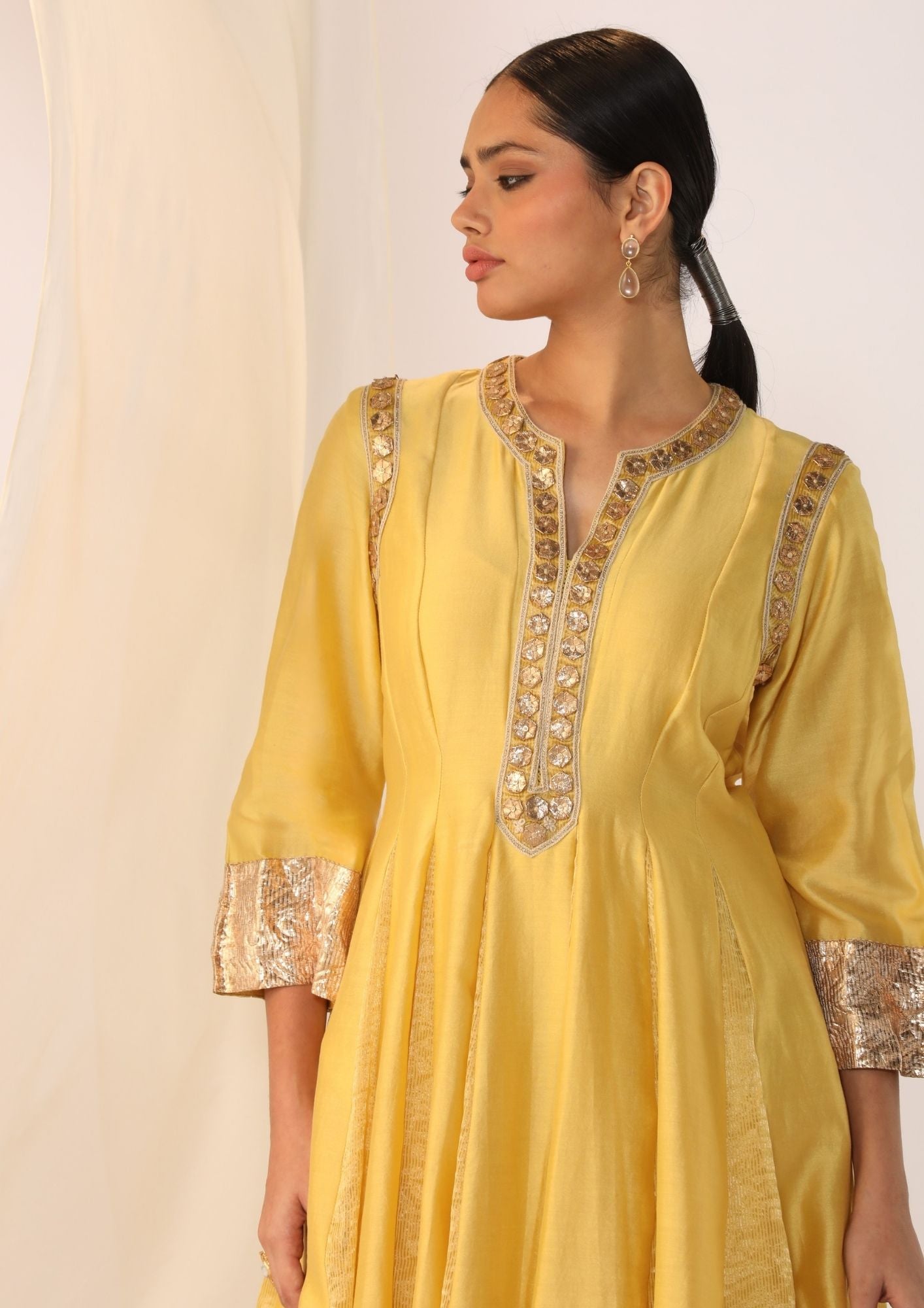 Godet Kurta Gota Handwork  Paired With Pants  & Luxrious Dupatta