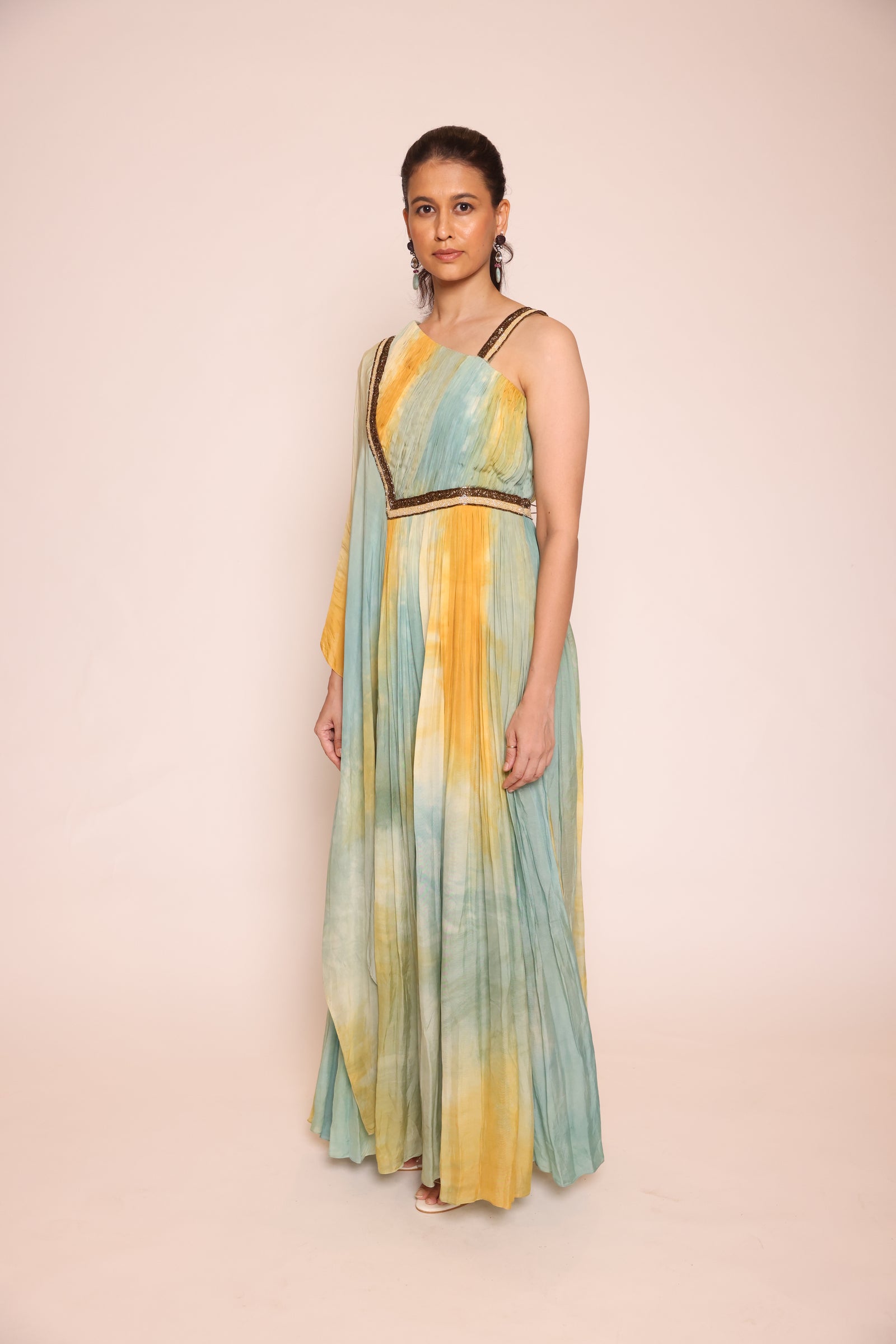One Shoulder Ombre Floor Length Jumpsuit