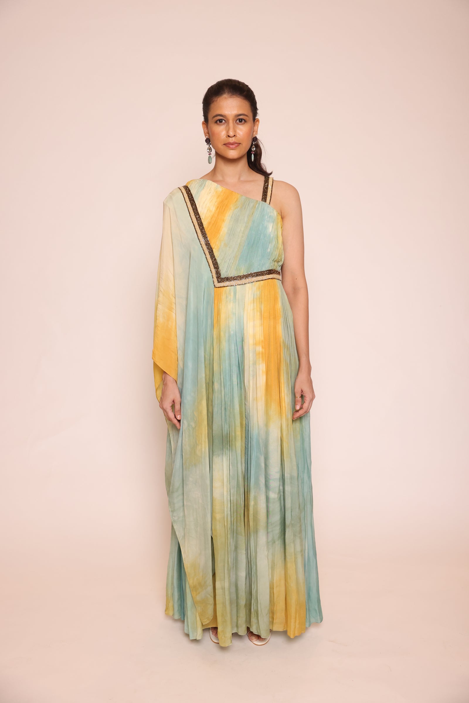 One Shoulder Ombre Floor Length Jumpsuit