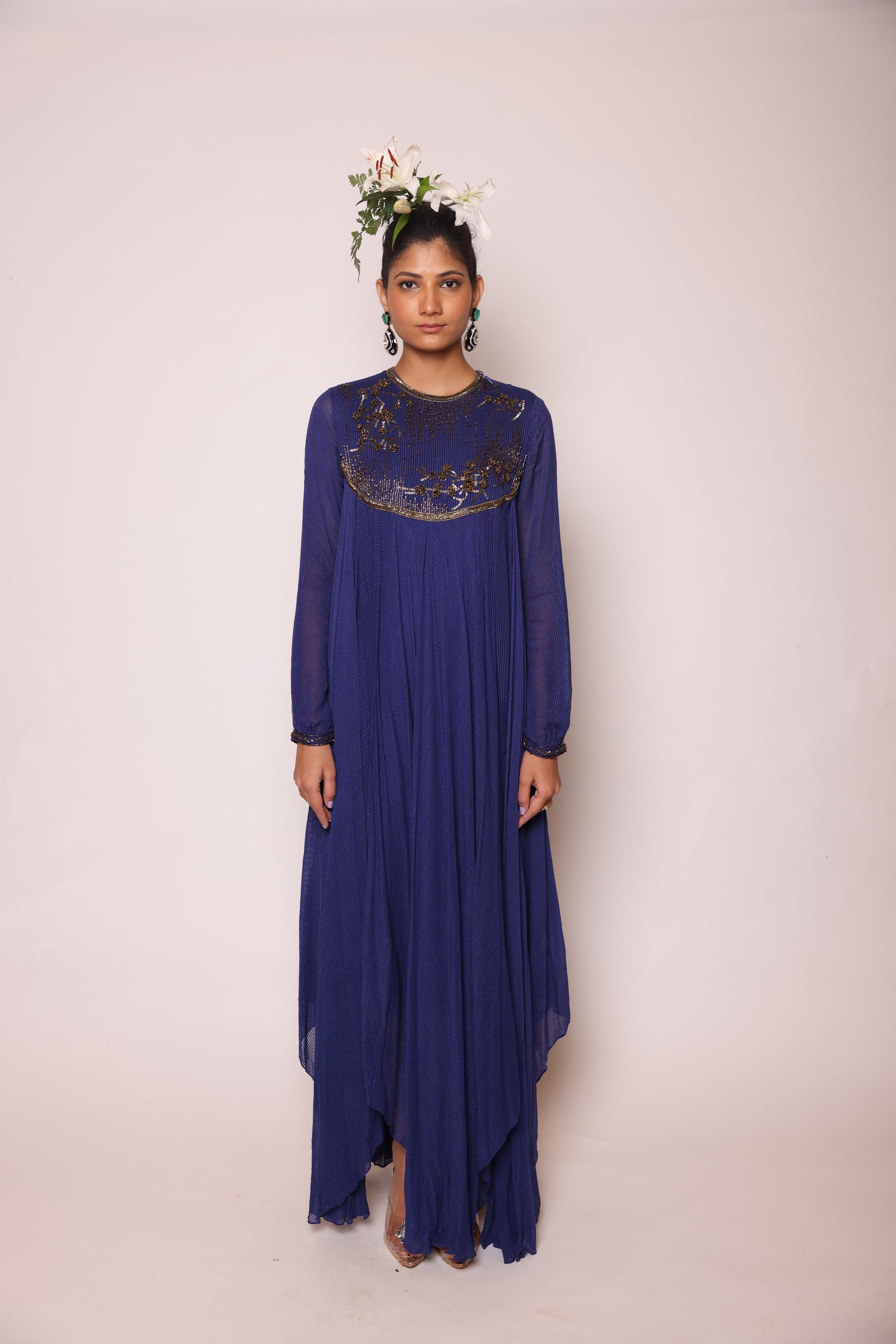 A Flared Dress With Assymetrical Hemline