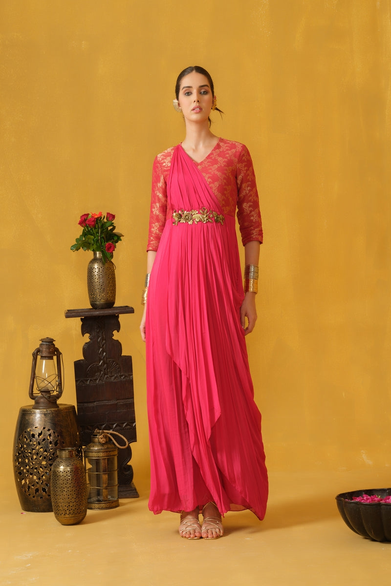 Draped Dress With A V-neck