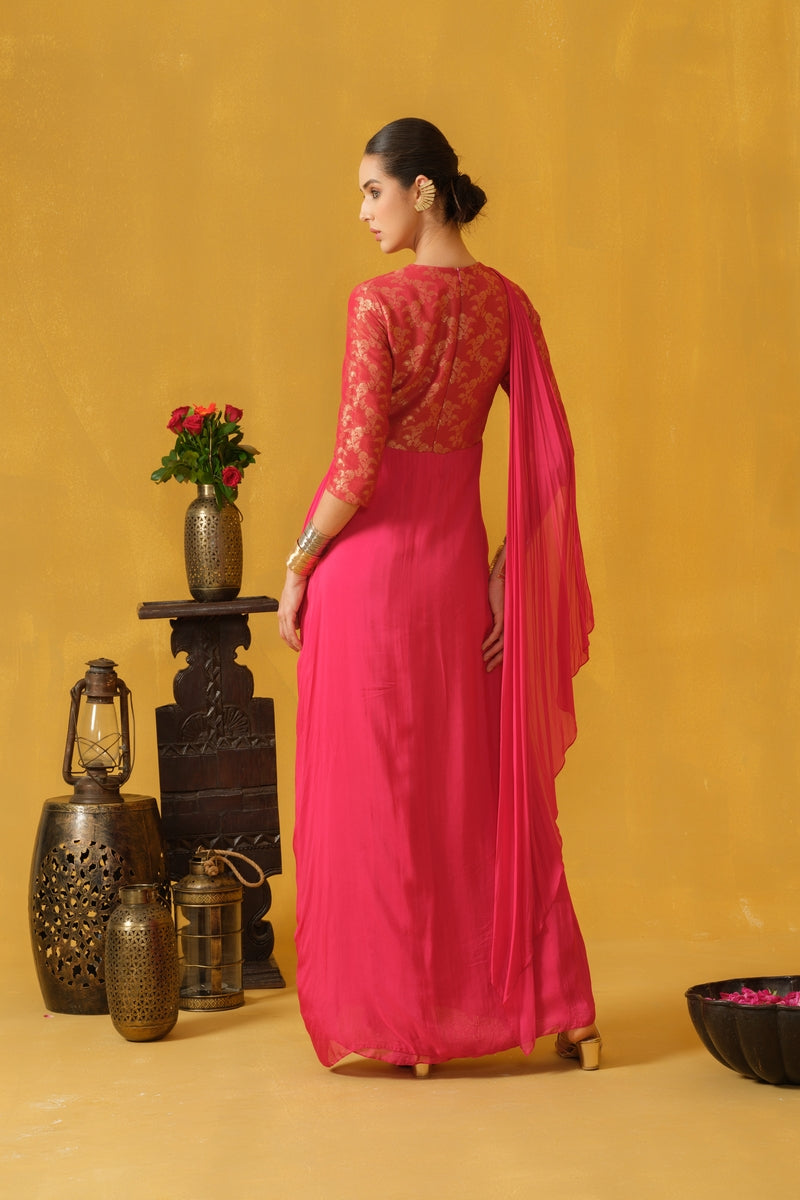 Draped Dress With A V-neck