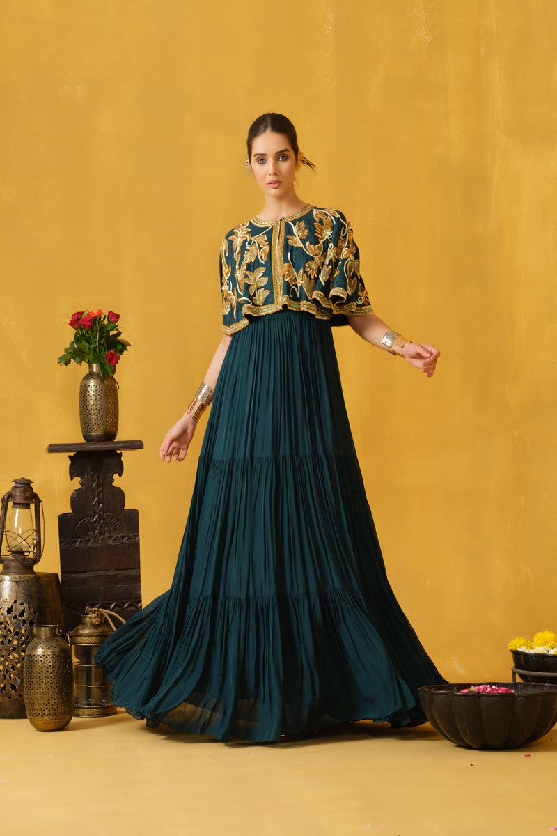 Noodle Strap Full Length Tiered Dress