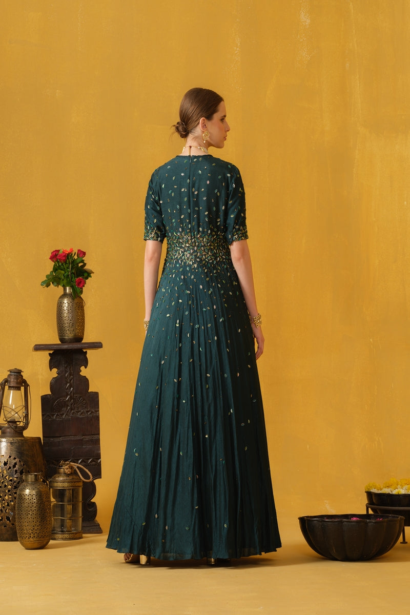 Close Neck full Length Flared Gown