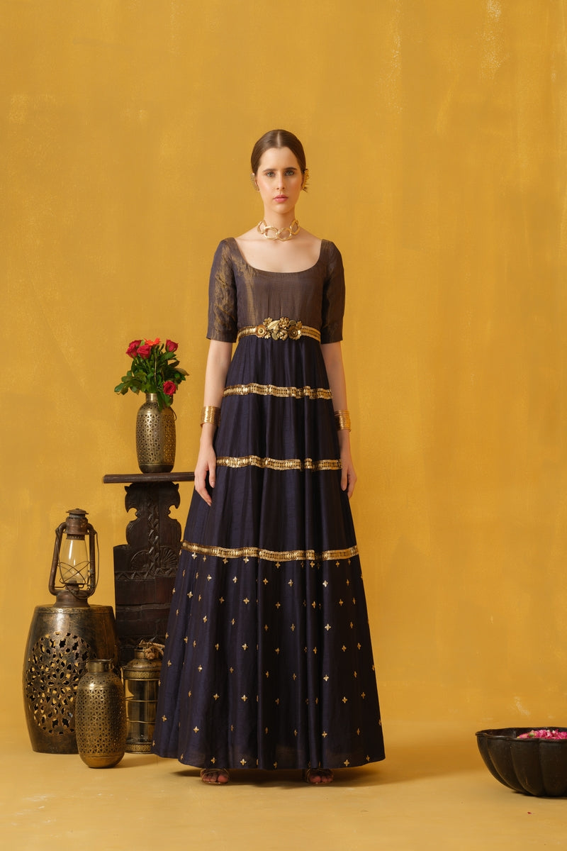 Square Neck Full Length Tiered Dress