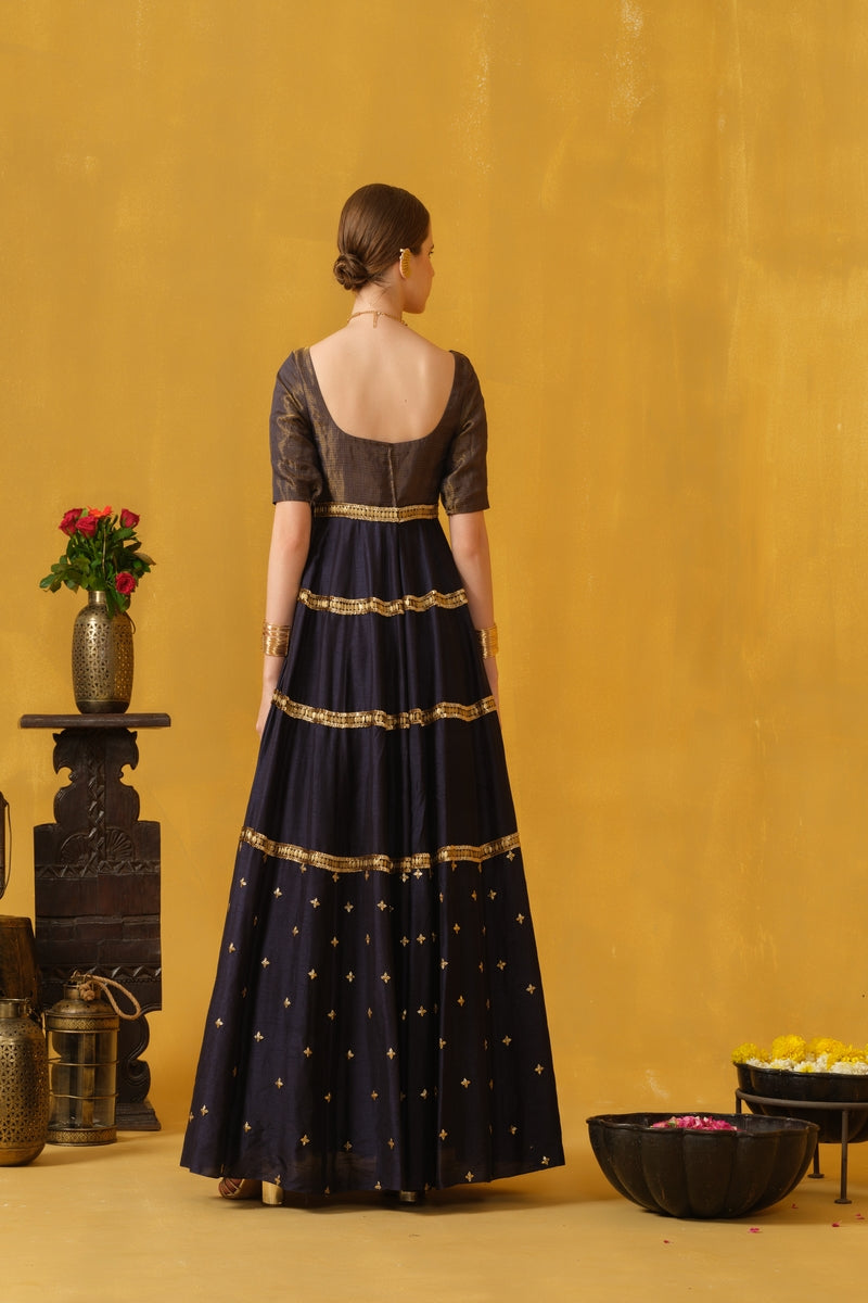 Square Neck Full Length Tiered Dress