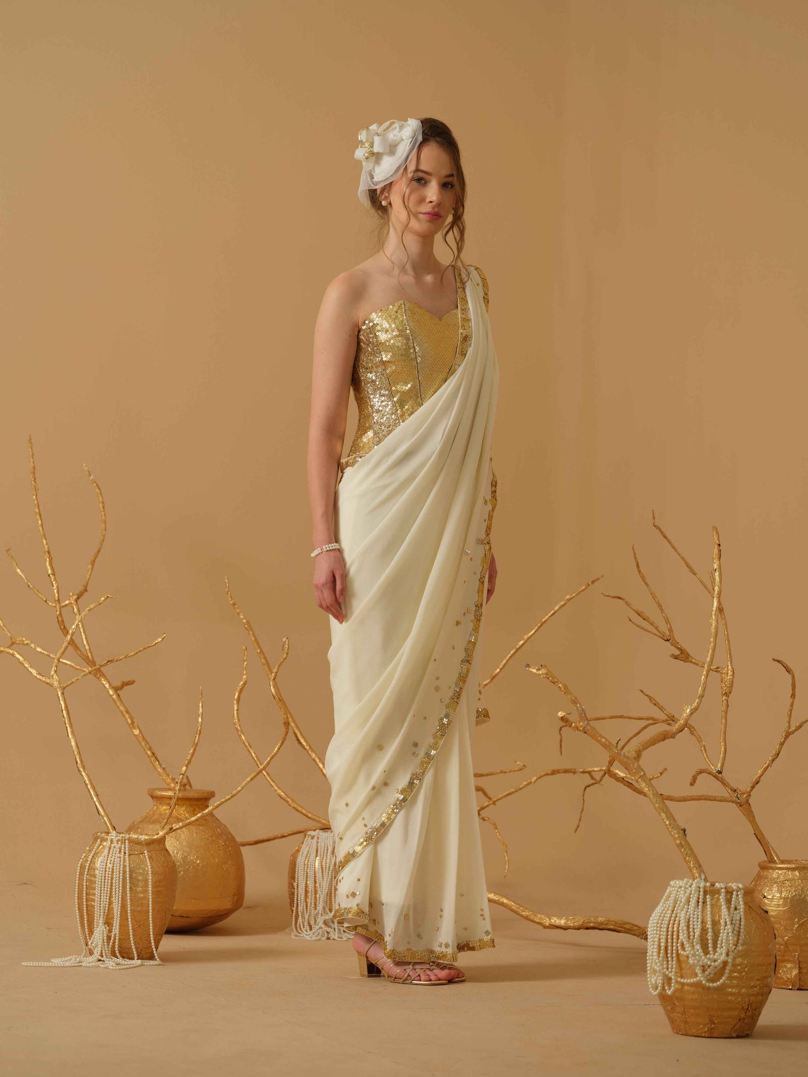 Pre - Stitched Saree With Embellished Corset