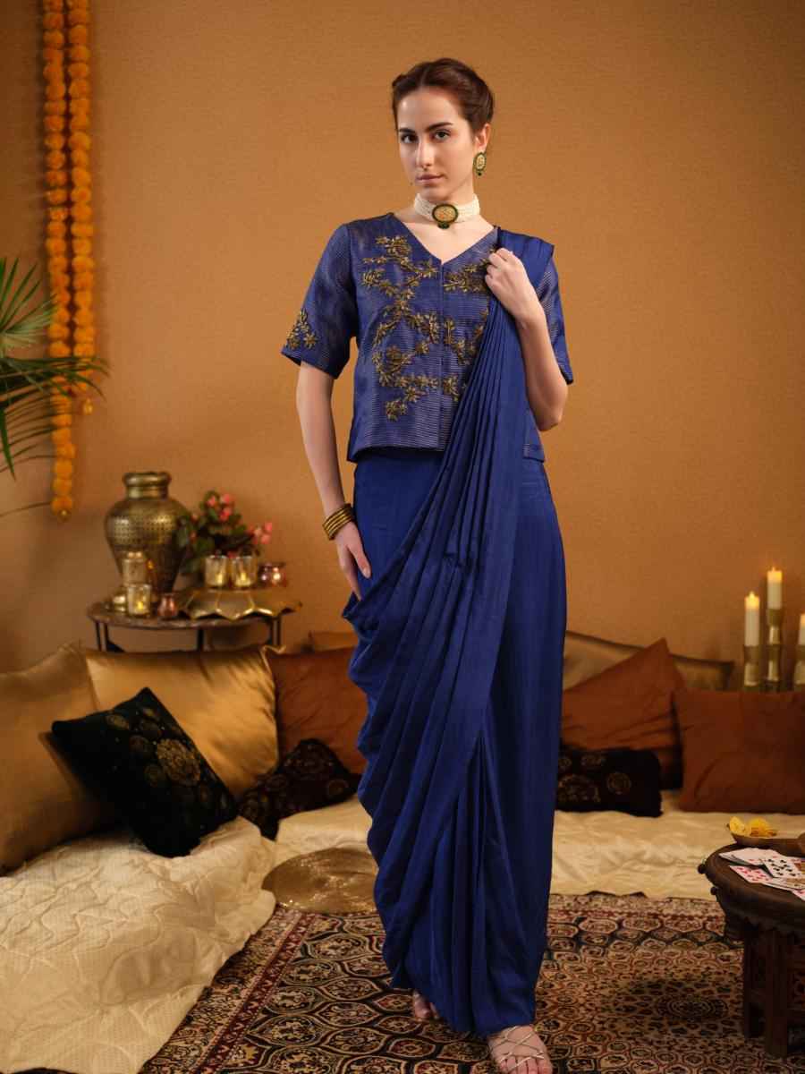 organza jacket with gold zari stripes and hand embellishment