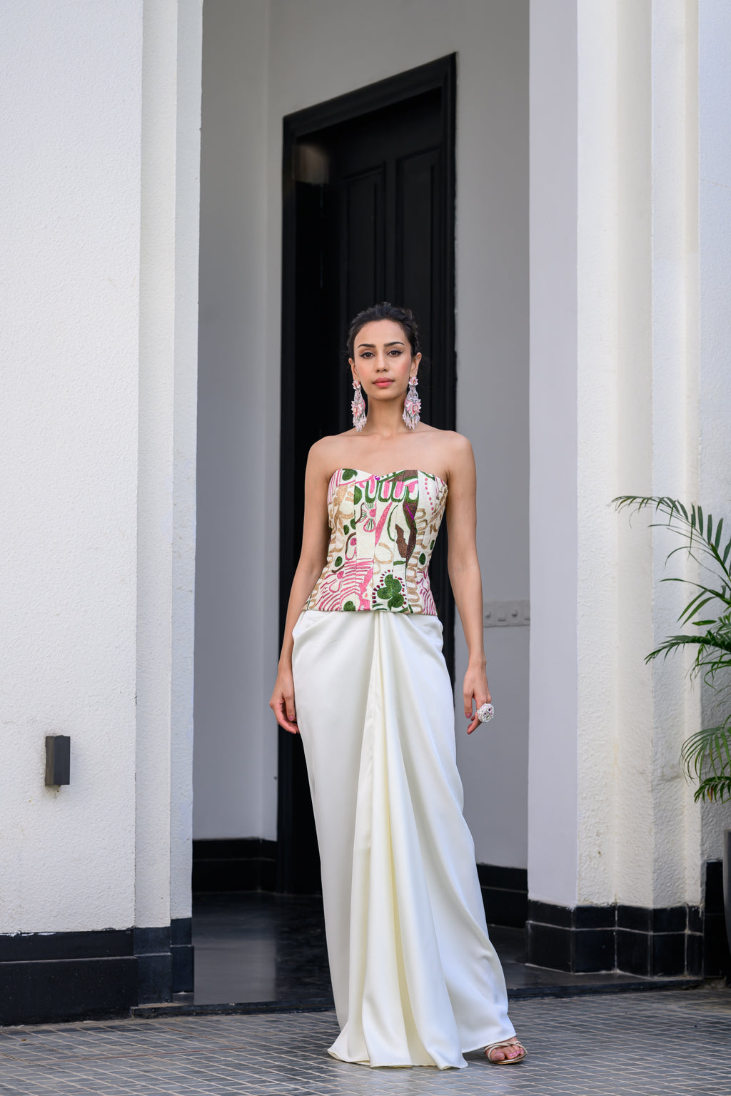 Flora Metallic Highlight Corset With Skirt Set