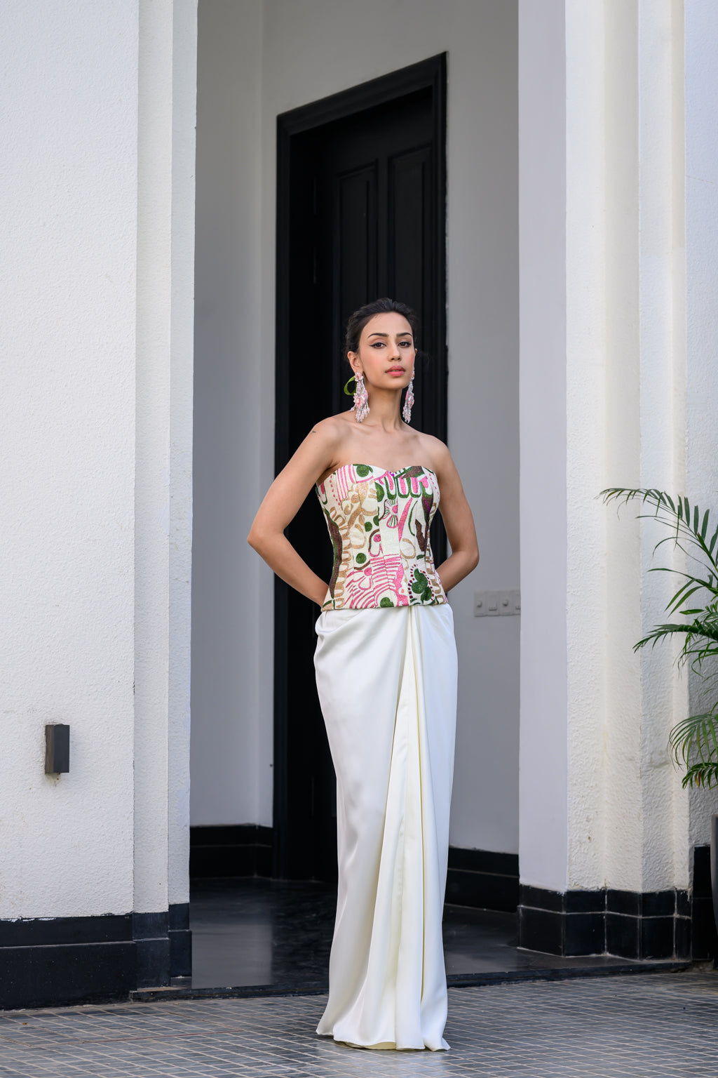 Flora Metallic Highlight Corset With Skirt Set