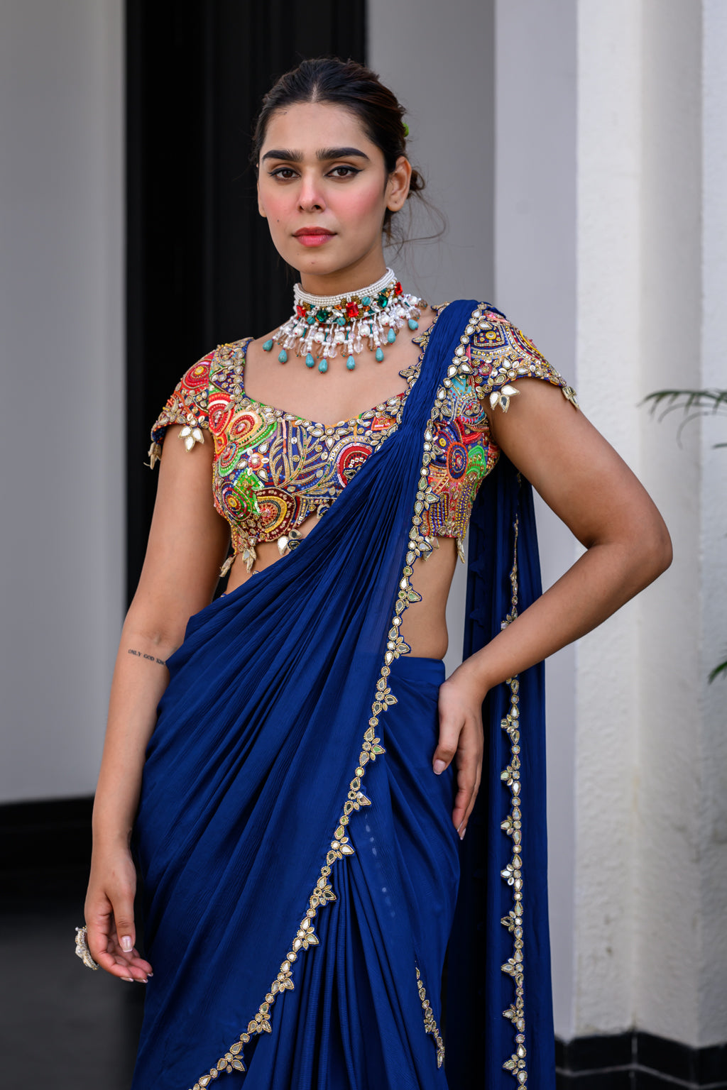 Iris H Apl Saree Paidawn With H Blouse