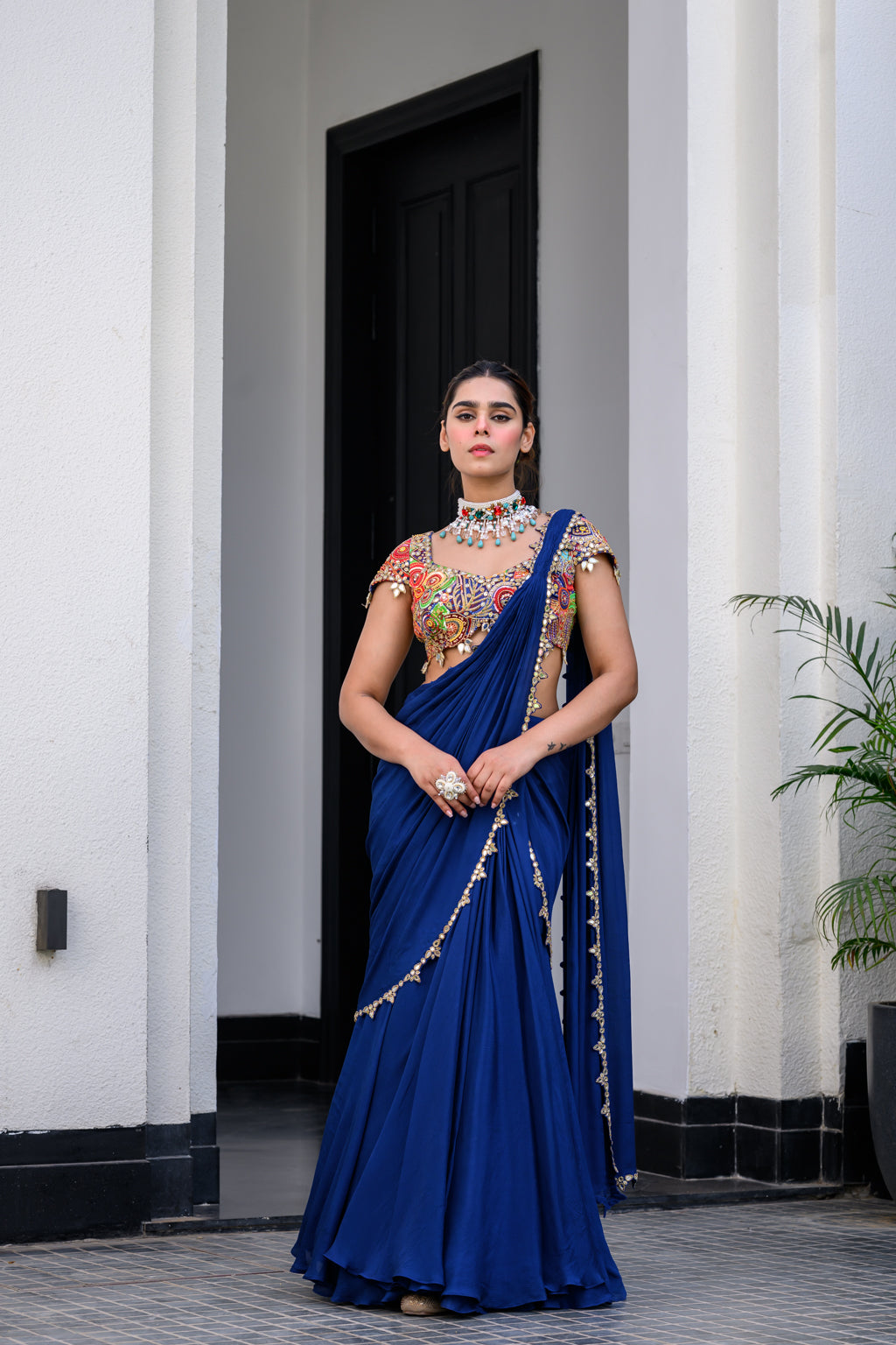 Iris H Apl Saree Paidawn With H Blouse