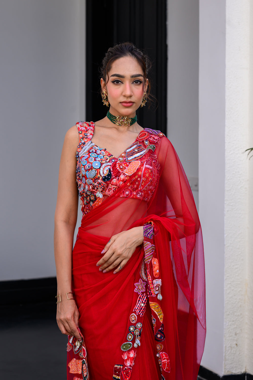 Dawn H Apl Saree Paidawn With H Blouse