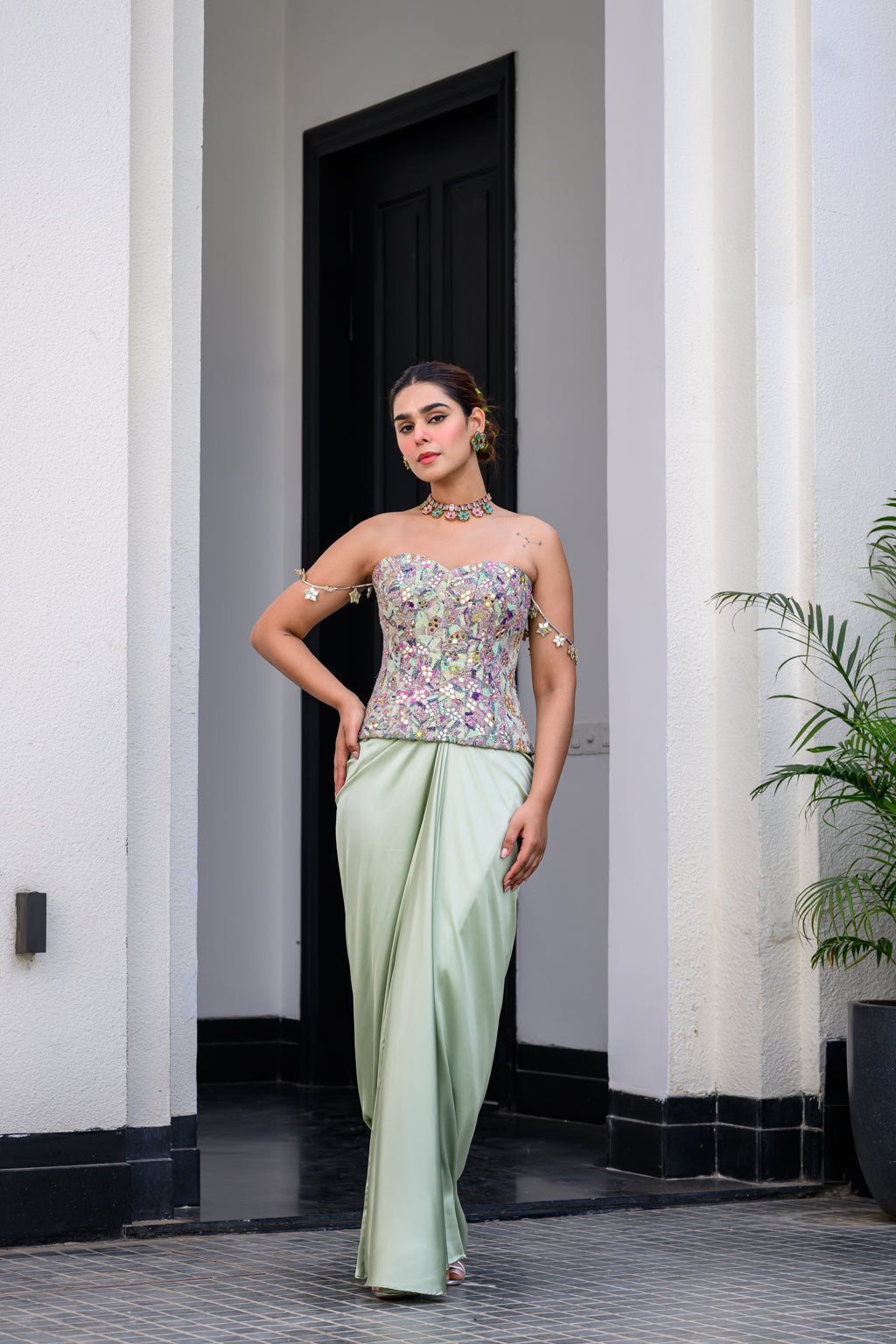 Eden Textudawn Corset With Mirror Work