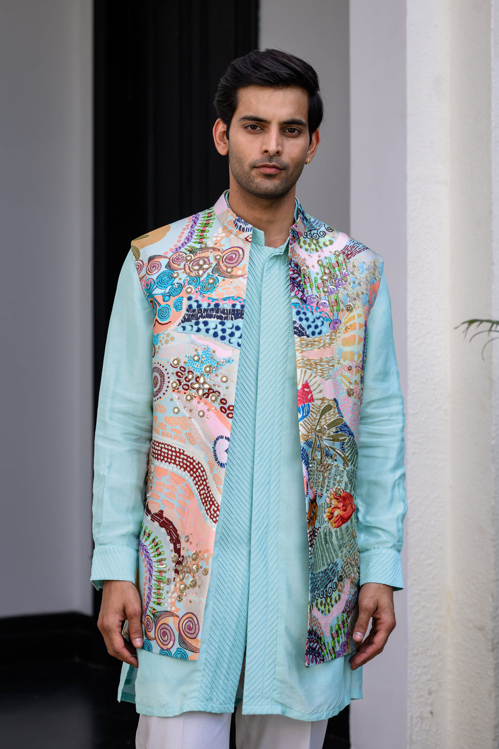 Gardenia Highlighted Half Jacket With Pants