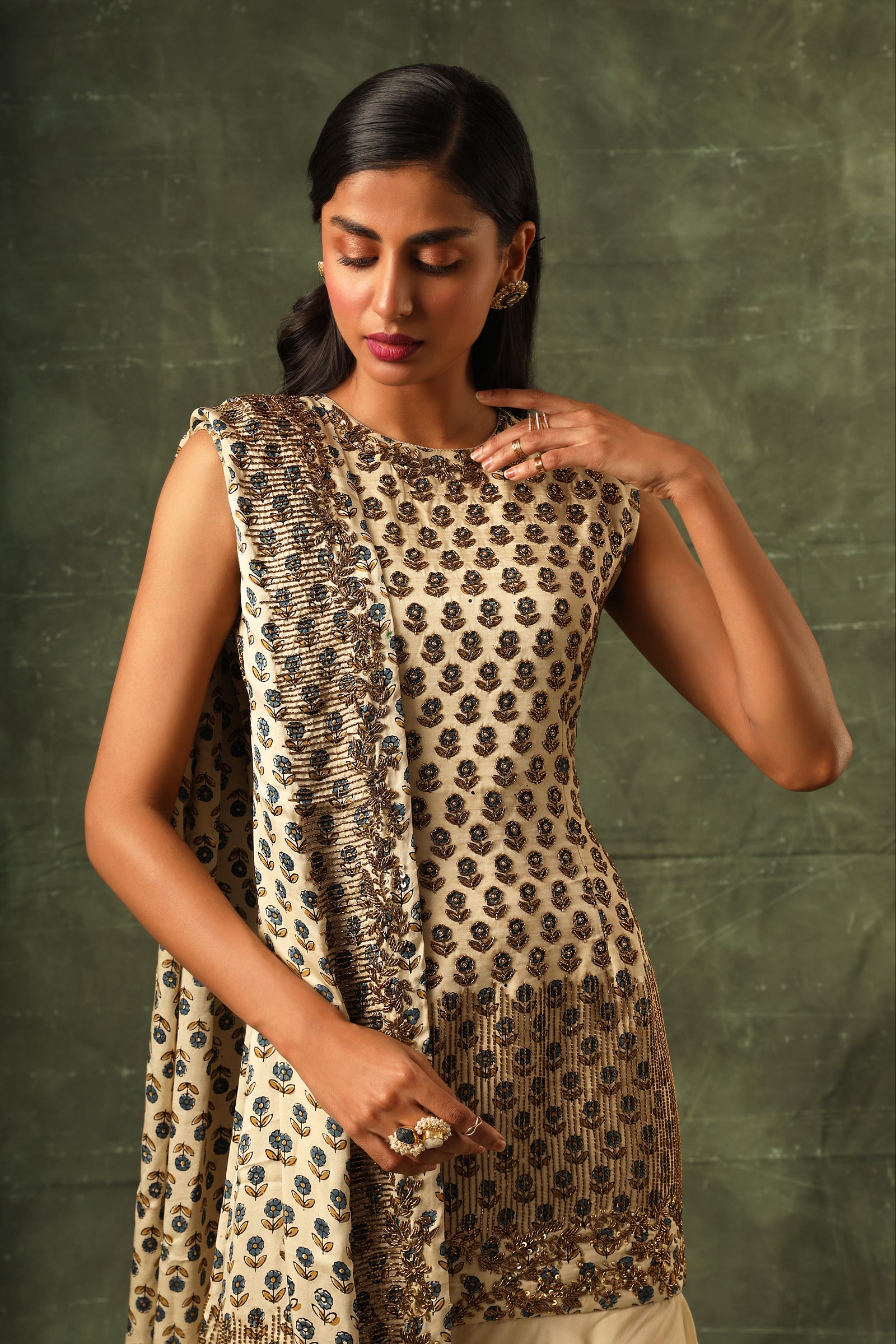 Ivory Four tiered ruffle dress