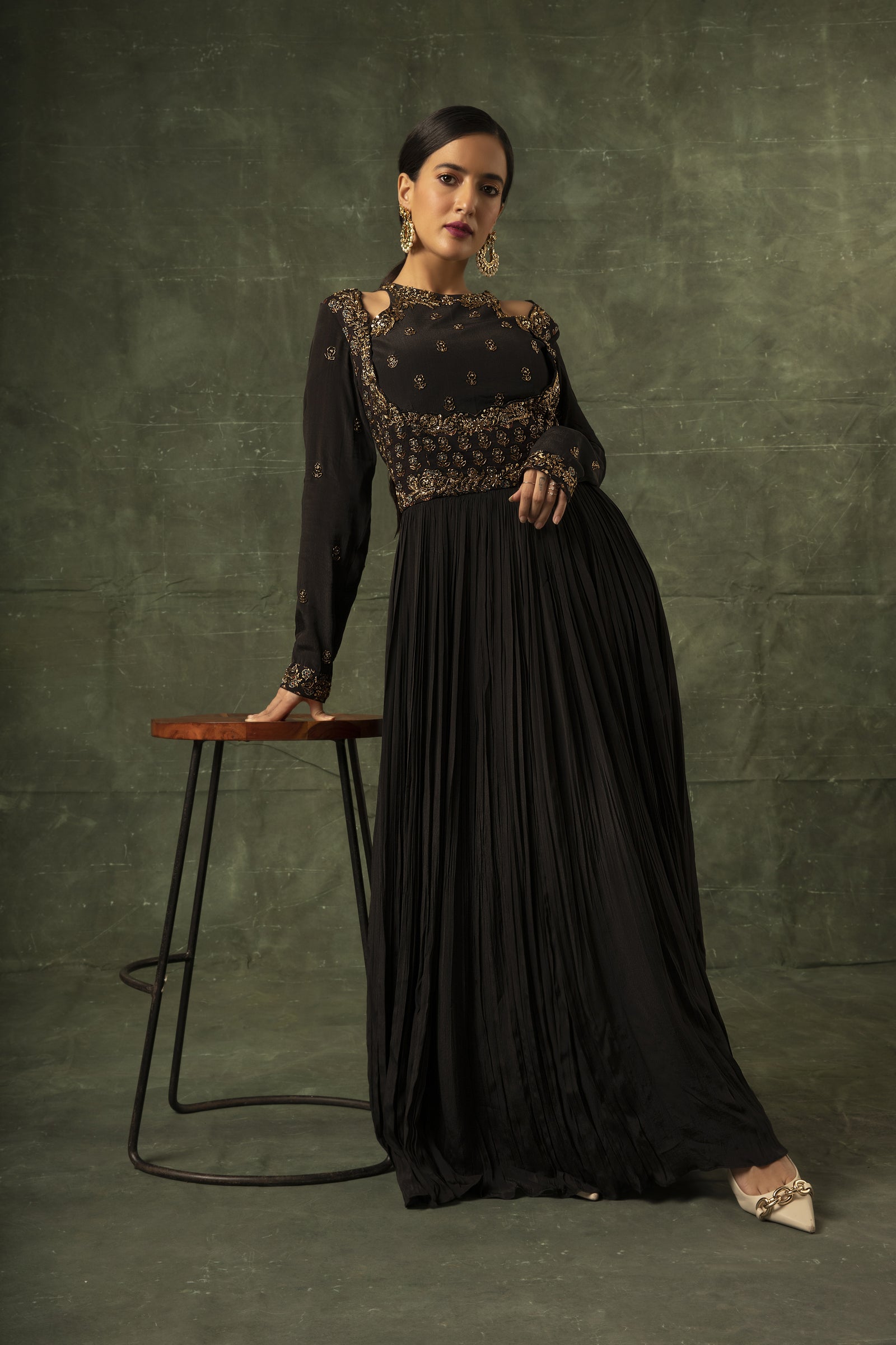 Black Ajrakh gathered dress
