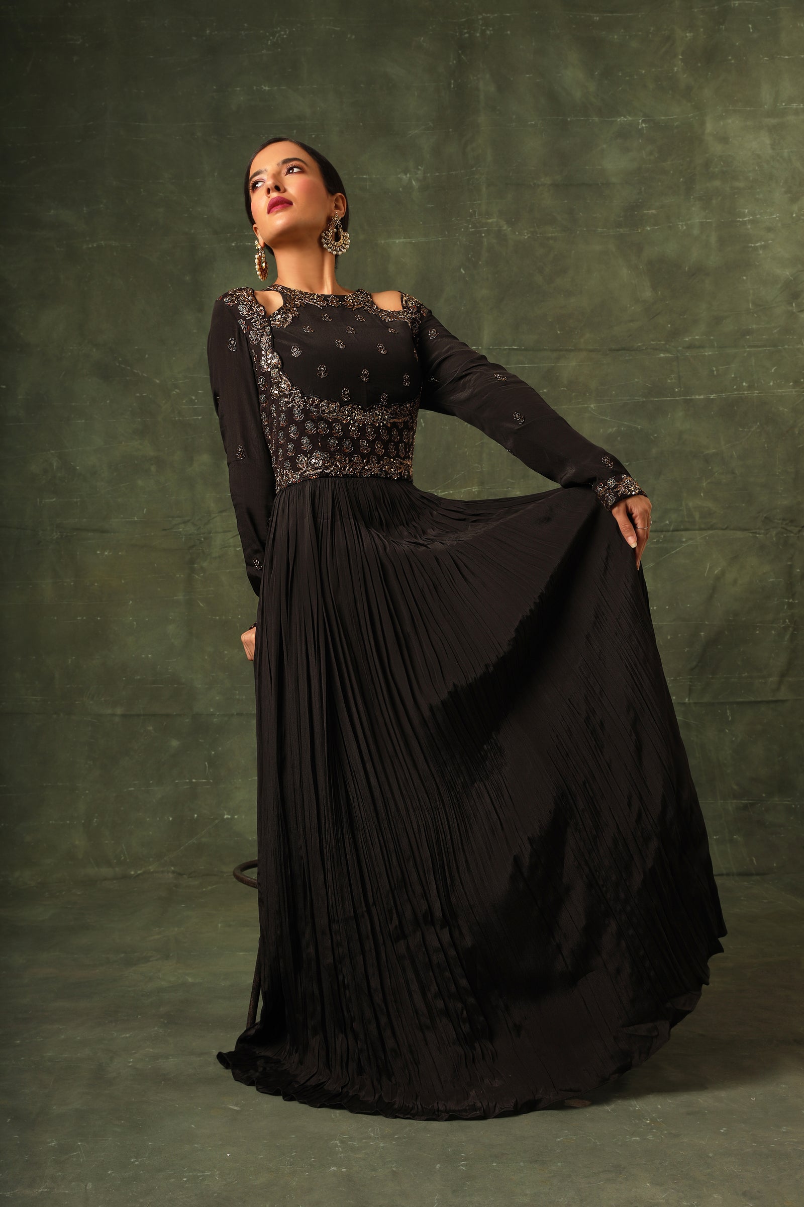 Black Ajrakh gathered dress