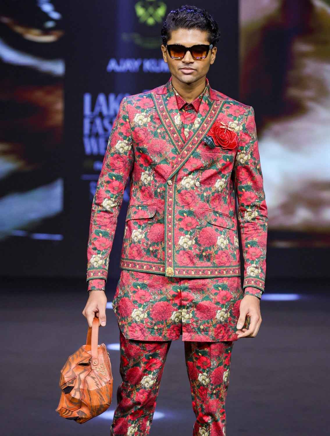 Roman Double Breasted Printed Blazer