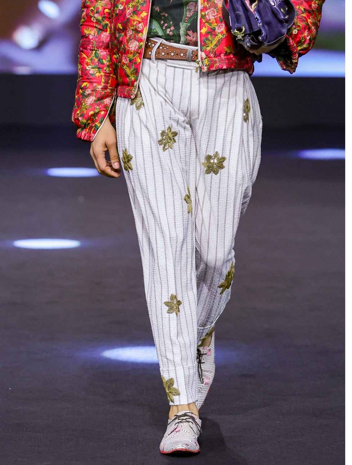 Mist Phoenix Embroidered Seersucker Pants