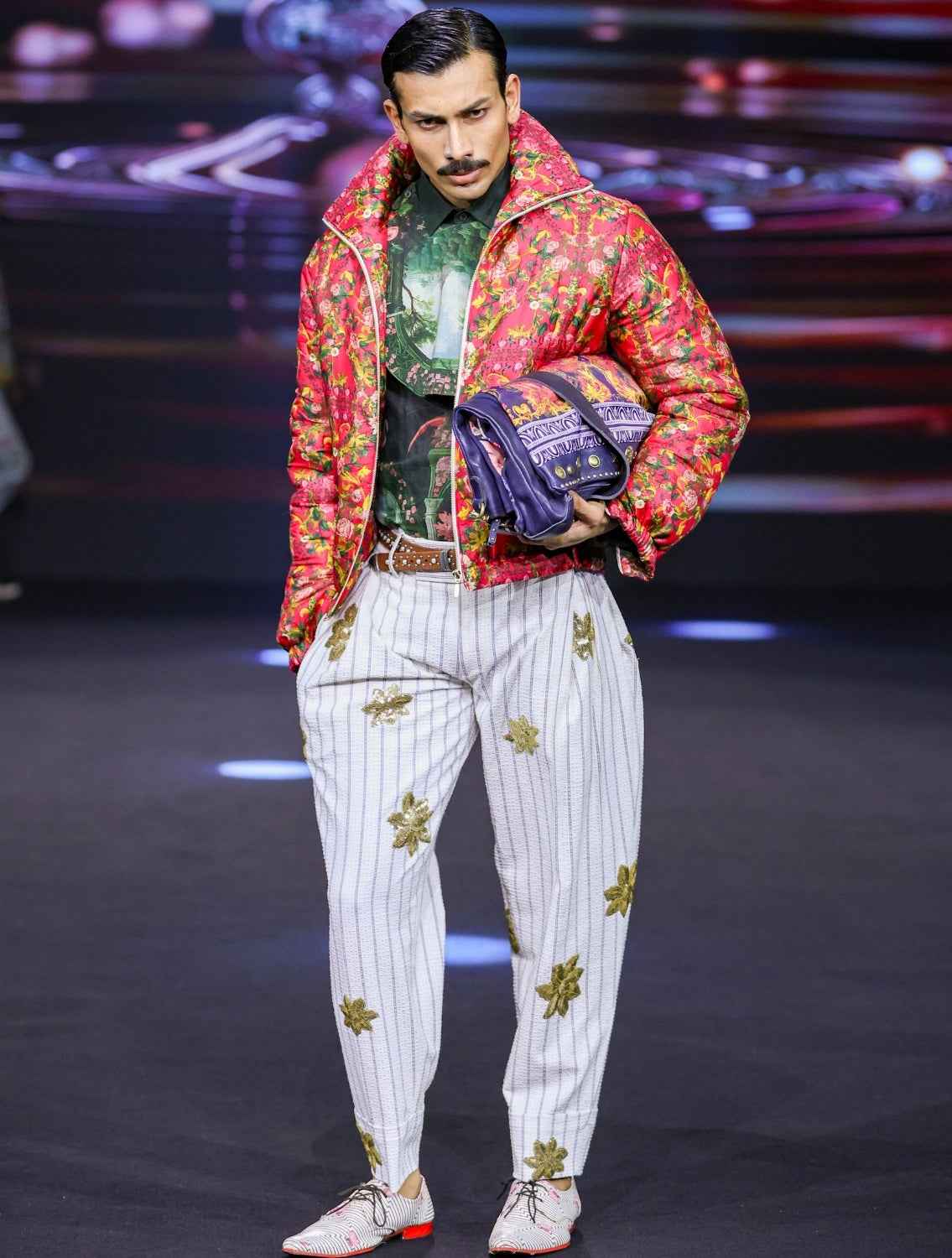 Mist Phoenix Embroidered Seersucker Pants