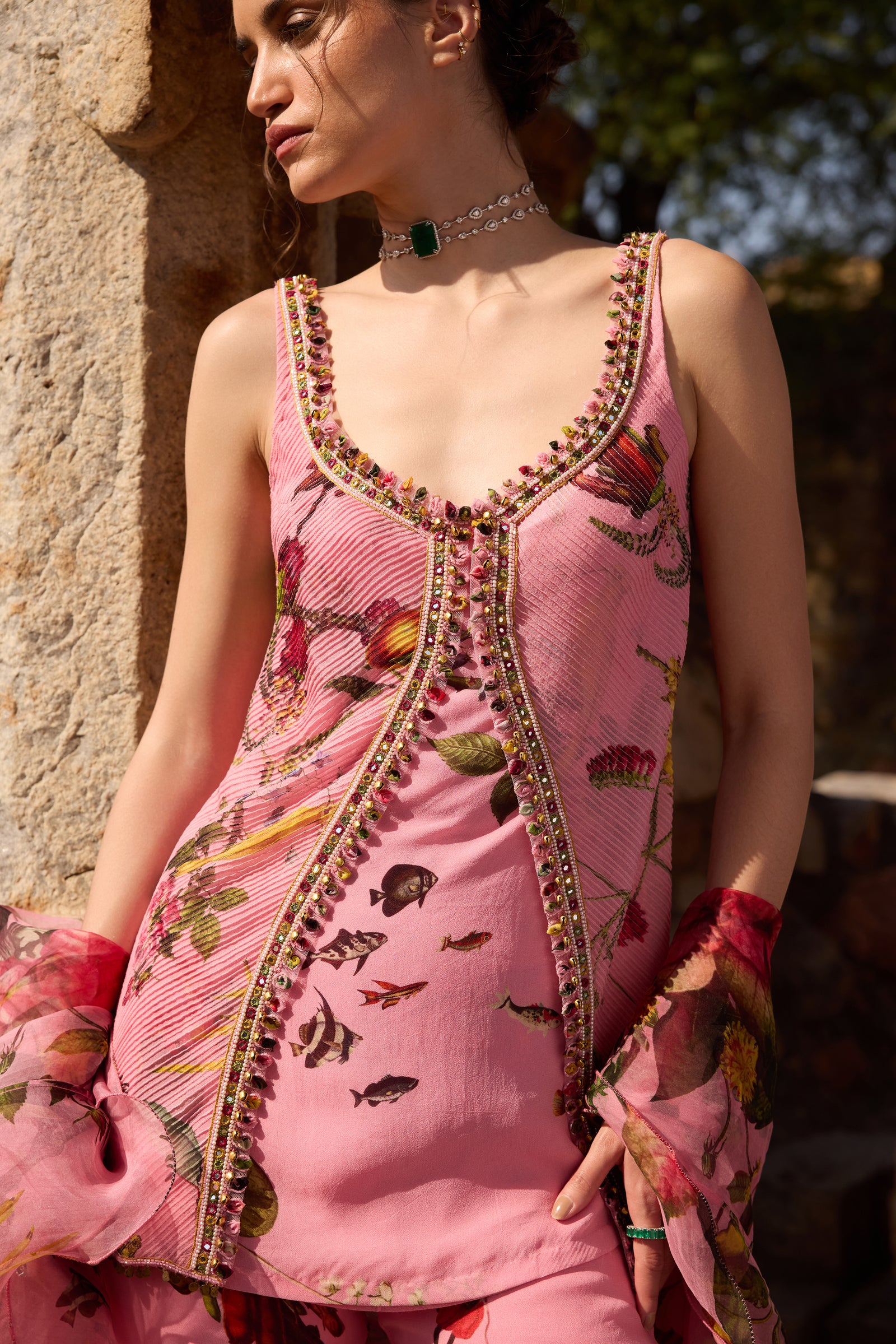 Pink Printed Sharara Set