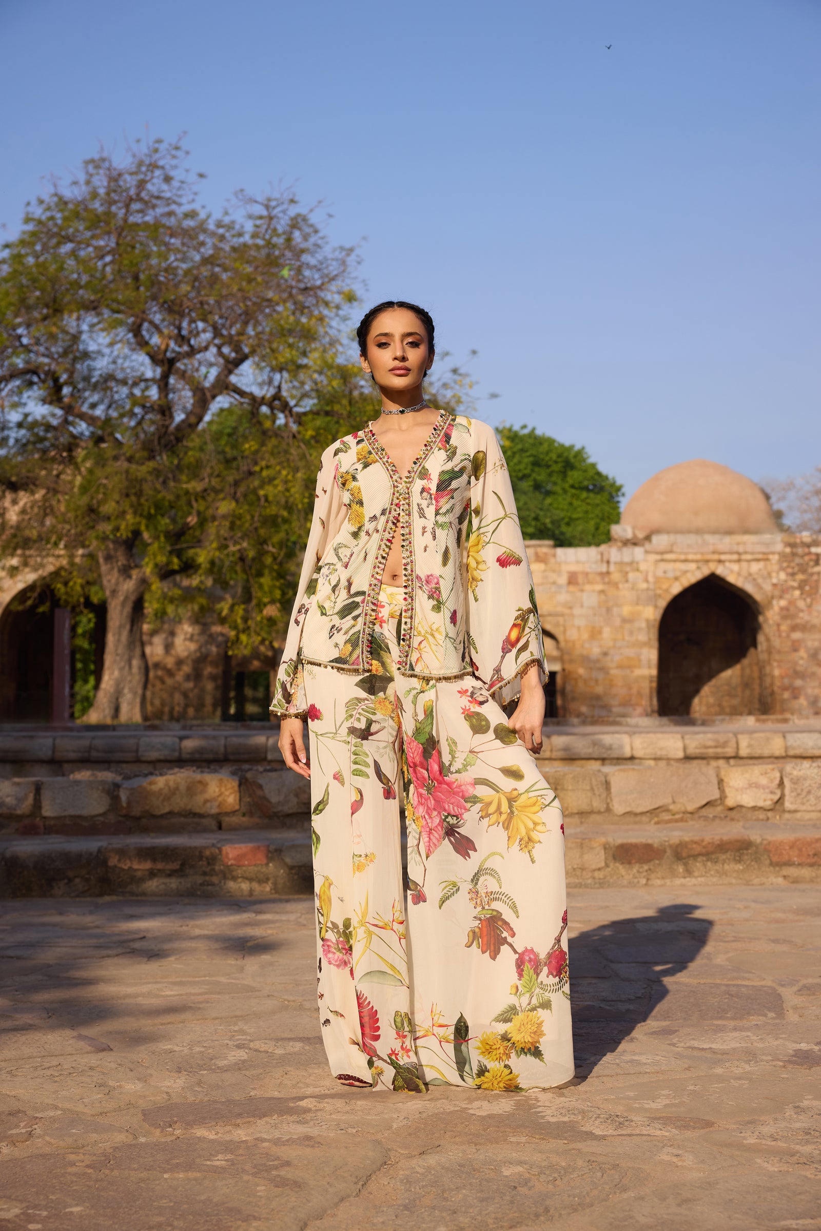 Ivory Printed Tunic Set