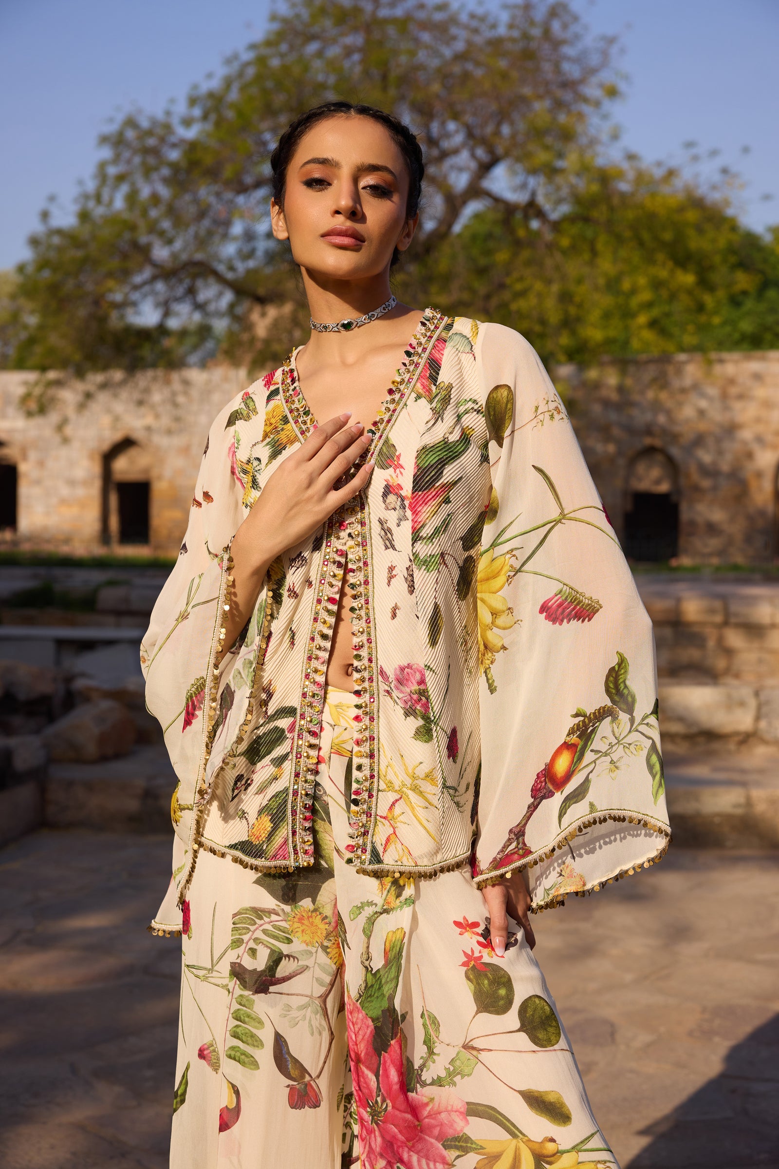 Ivory Printed Tunic Set