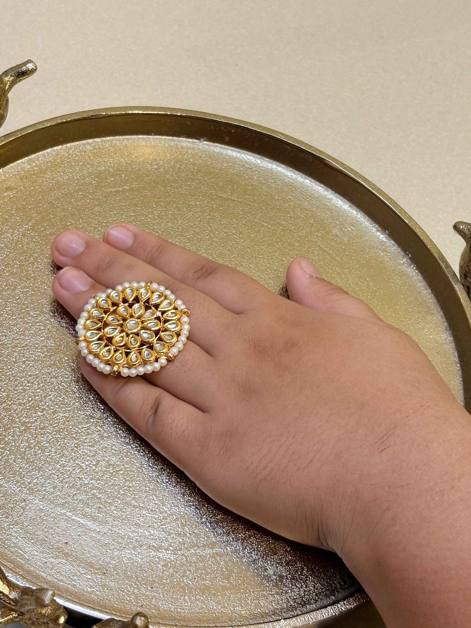 Kundan Flower Cocktail Ring