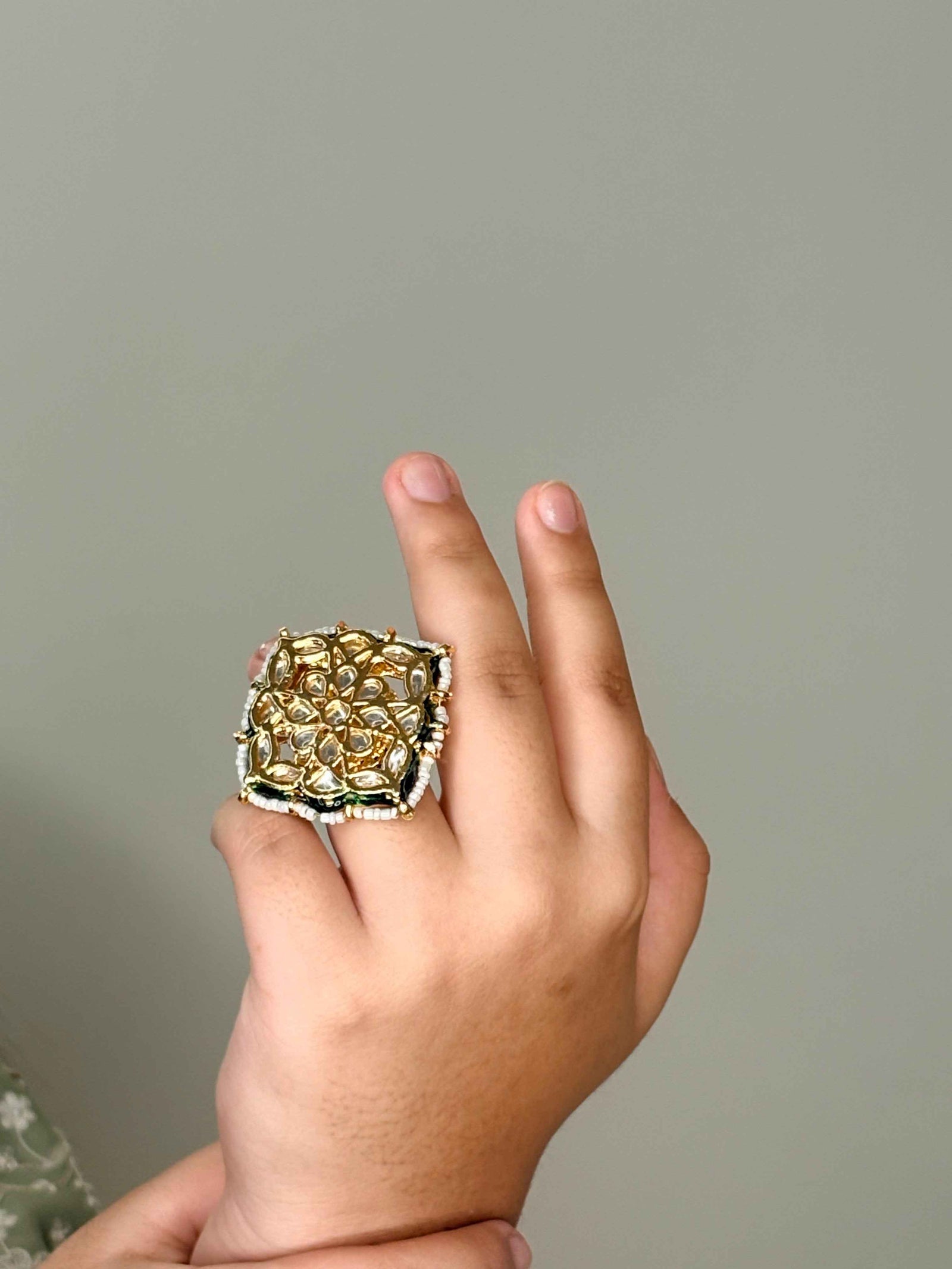 Zahra Square Kundan Statement Ring