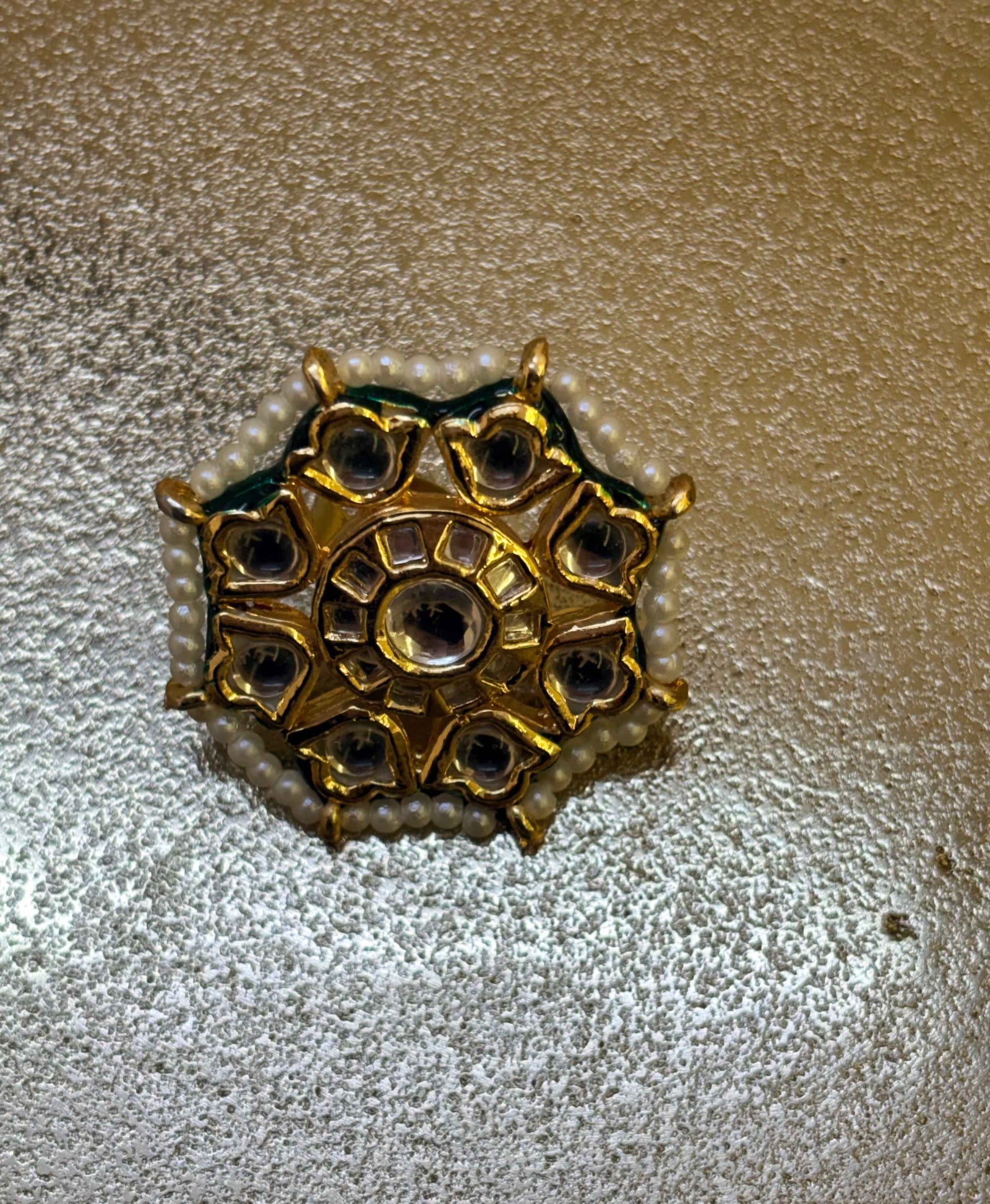 Kundan Octagon Cocktail Ring