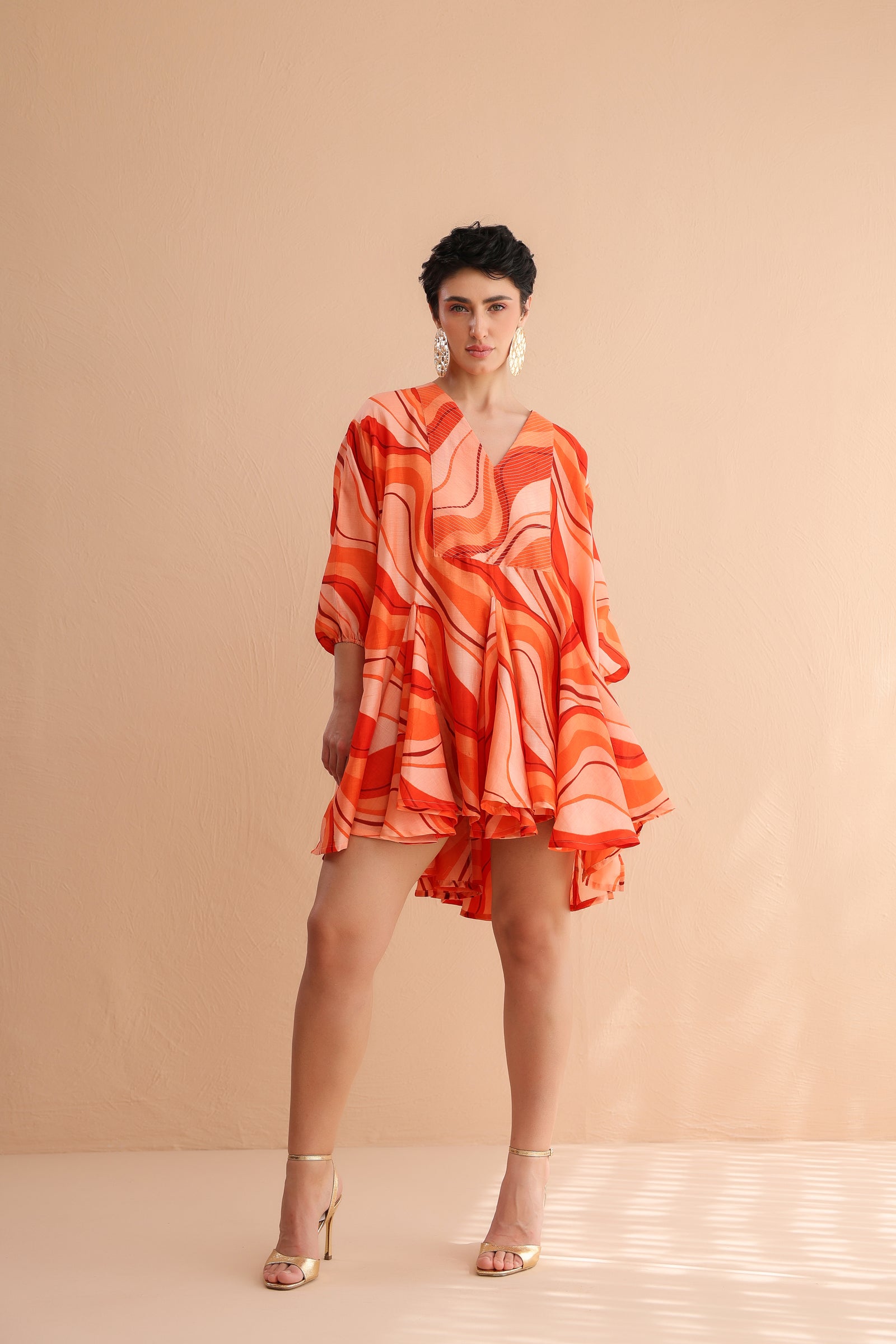 The Tangie Wave Lehar Print Mini Dress