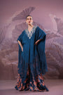 The Prussian blue Chakarborty gotaphool kaftaan set