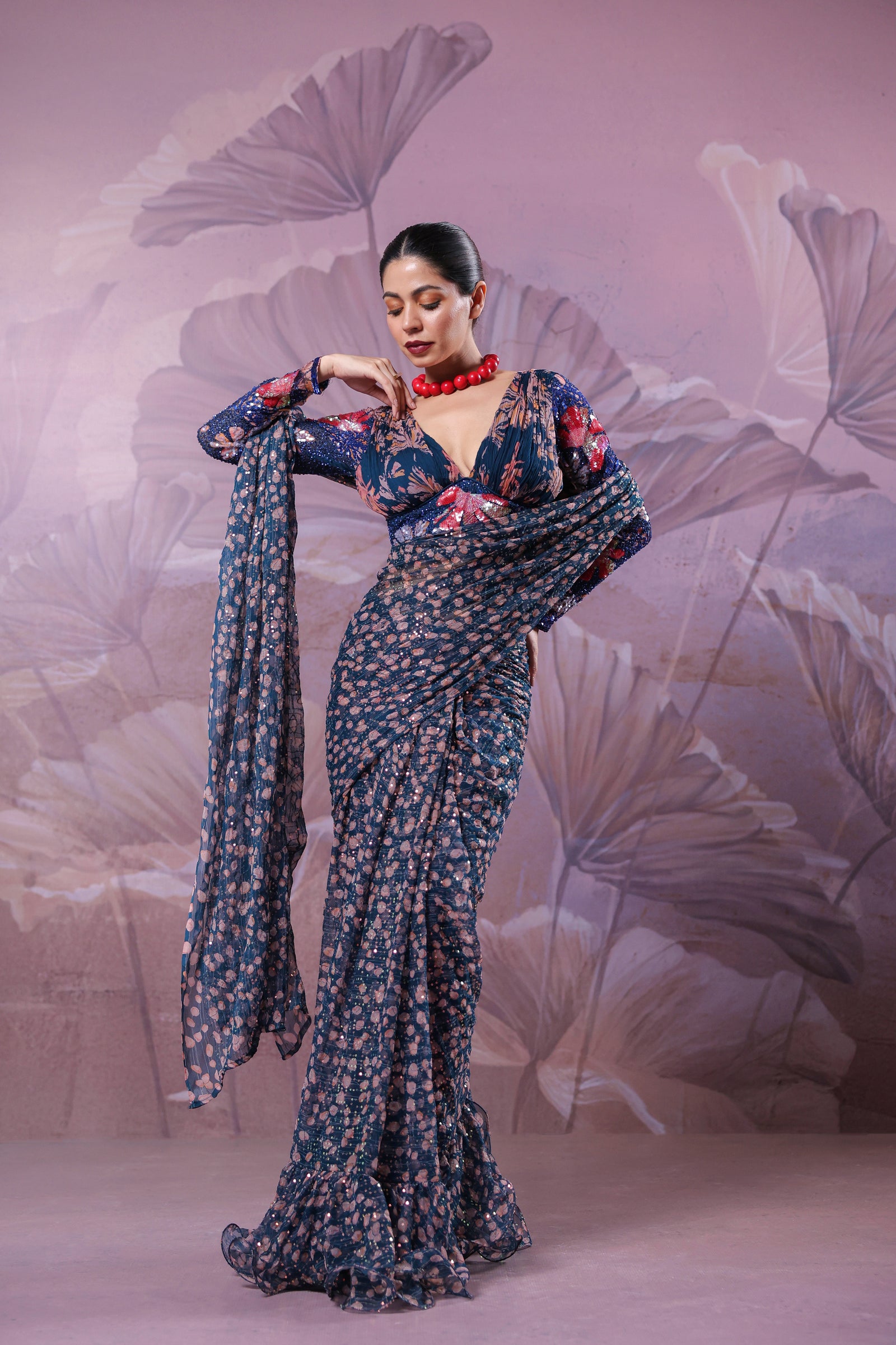 The prussian blue calcutta jhilmil saree