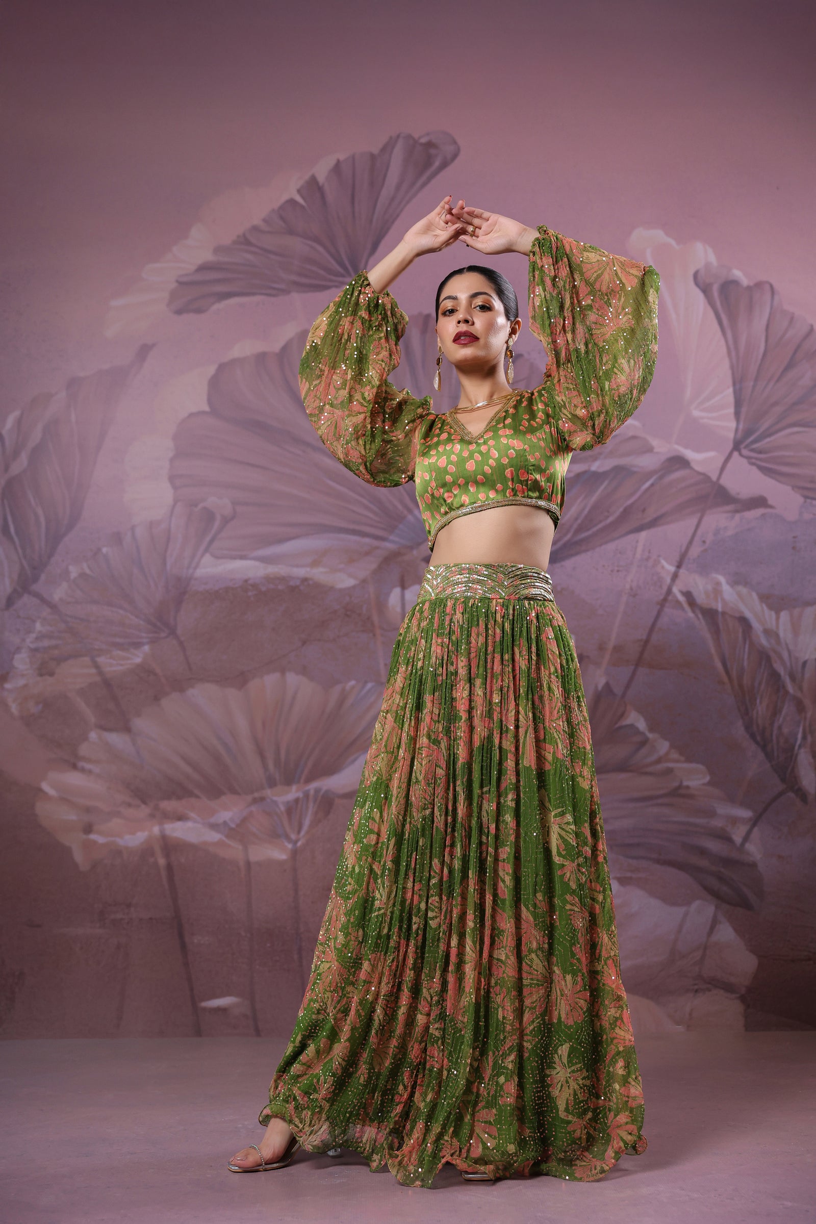 Avacado green phool bazar set