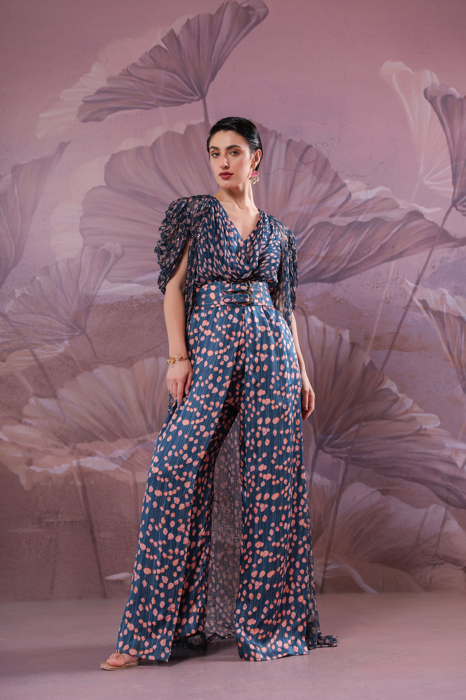 The Telegraph prussian blue cowl jumpsuit