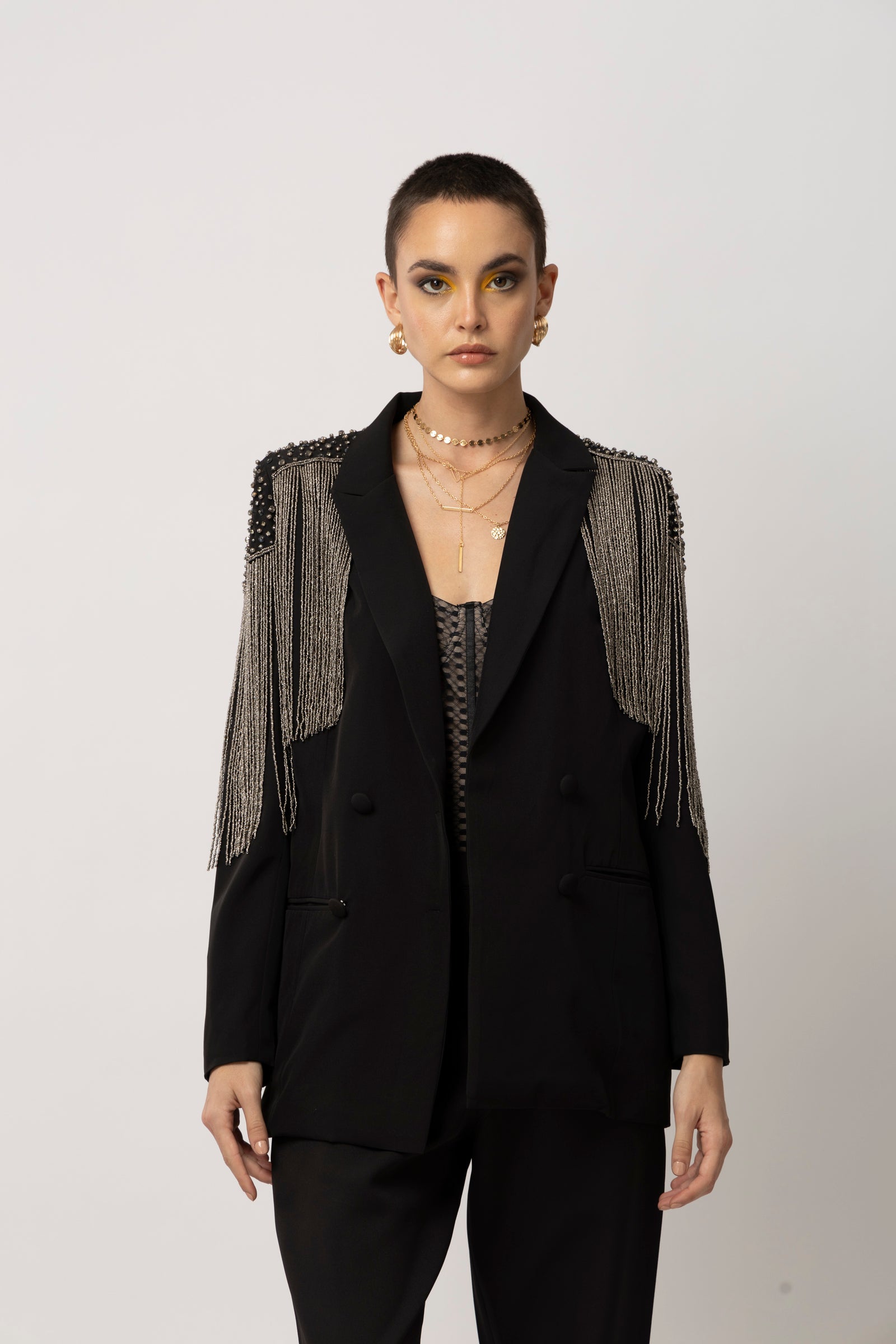 Phoenix Fringe Black Blazer