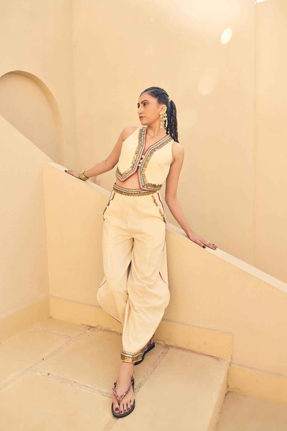 Khadi Waist Coat With Khadi Harem Pants