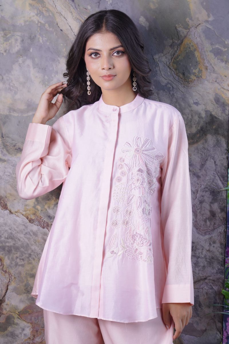 Top An Chanderi Fabric One Side Work Down