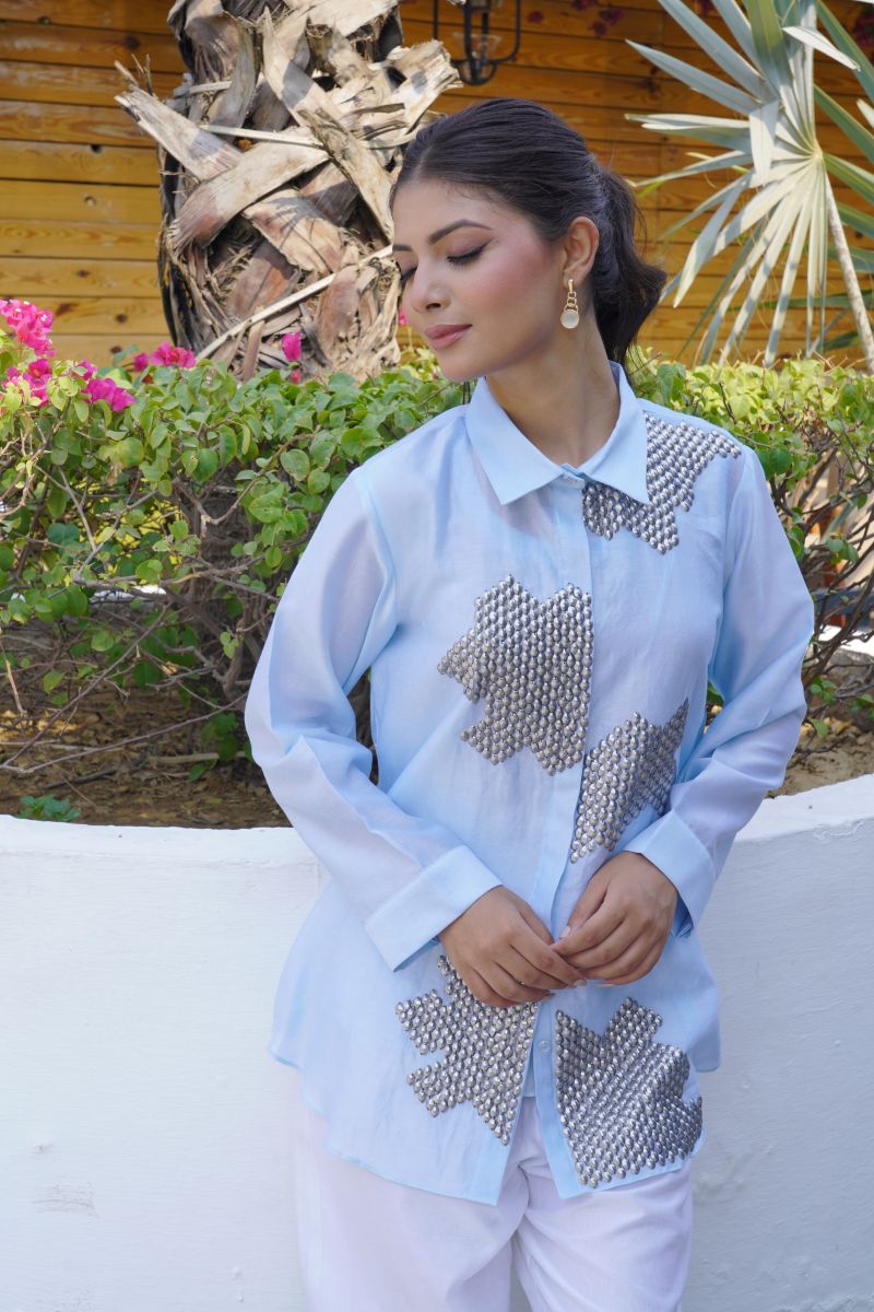 Chanderi Fabric With Sequence Work Assymetric