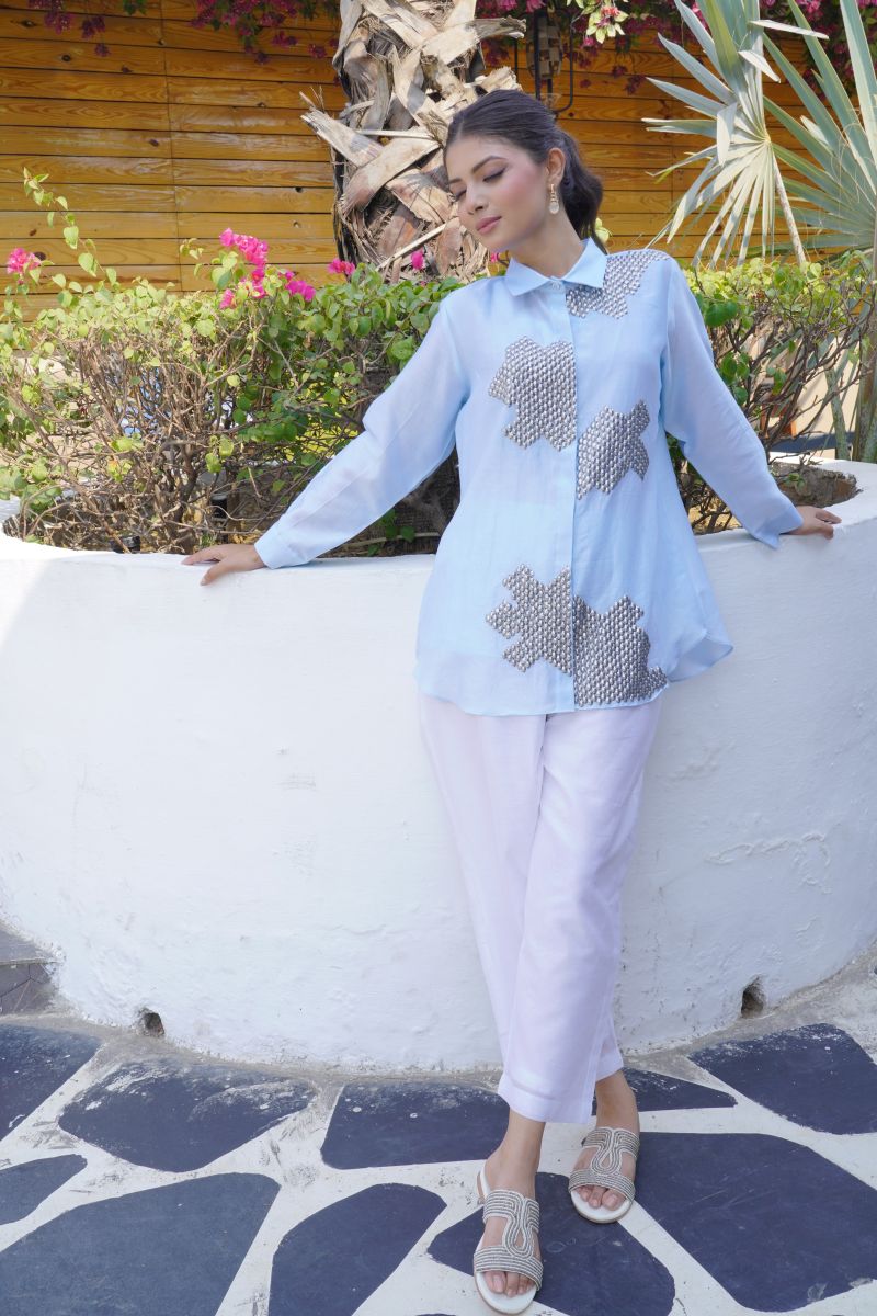 Chanderi Fabric With Sequence Work Assymetric