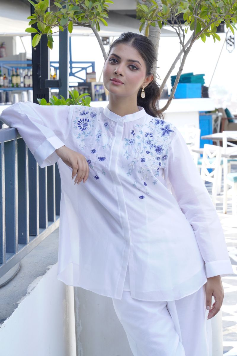 White Chanderi Top And Statement