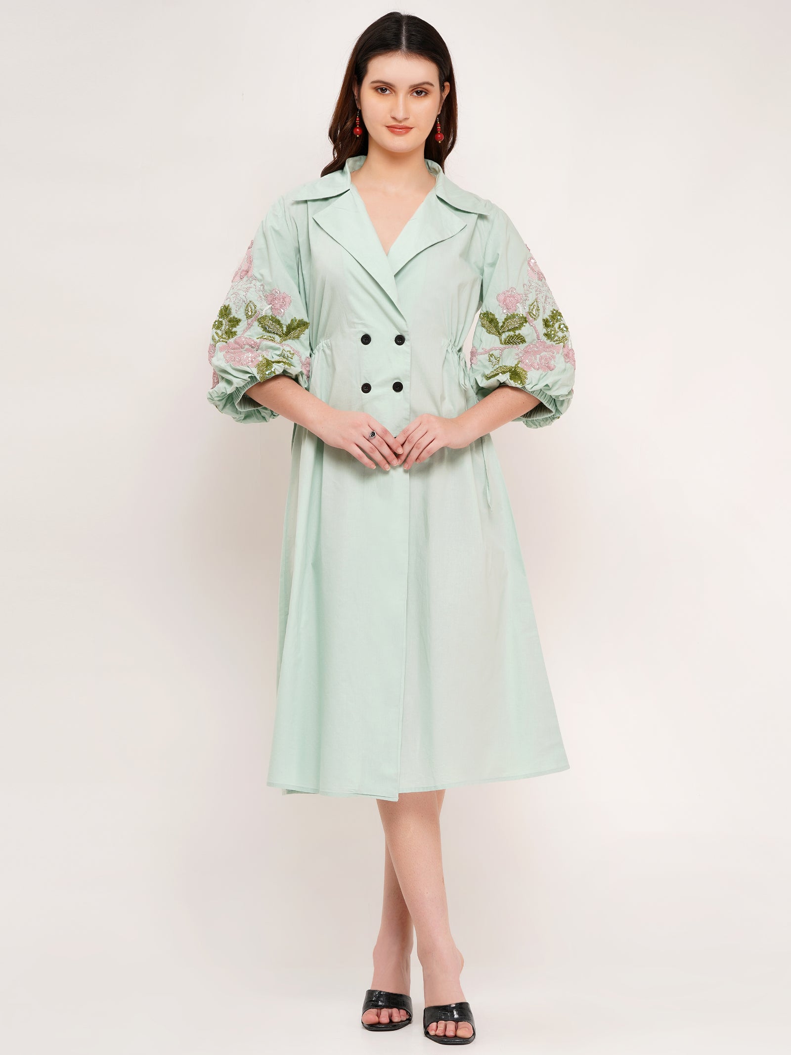 Effortlessly Chic Mint Green Poplin Dress